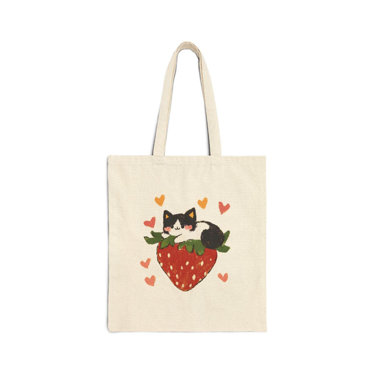 Strawberry Kitty Hearts Tote Bag