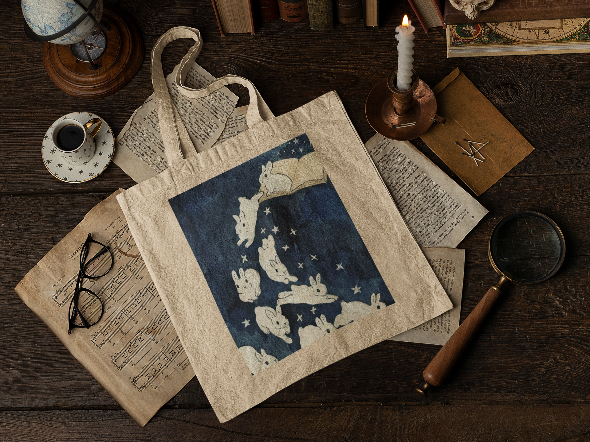 Magical Book Bunny Tote Bag