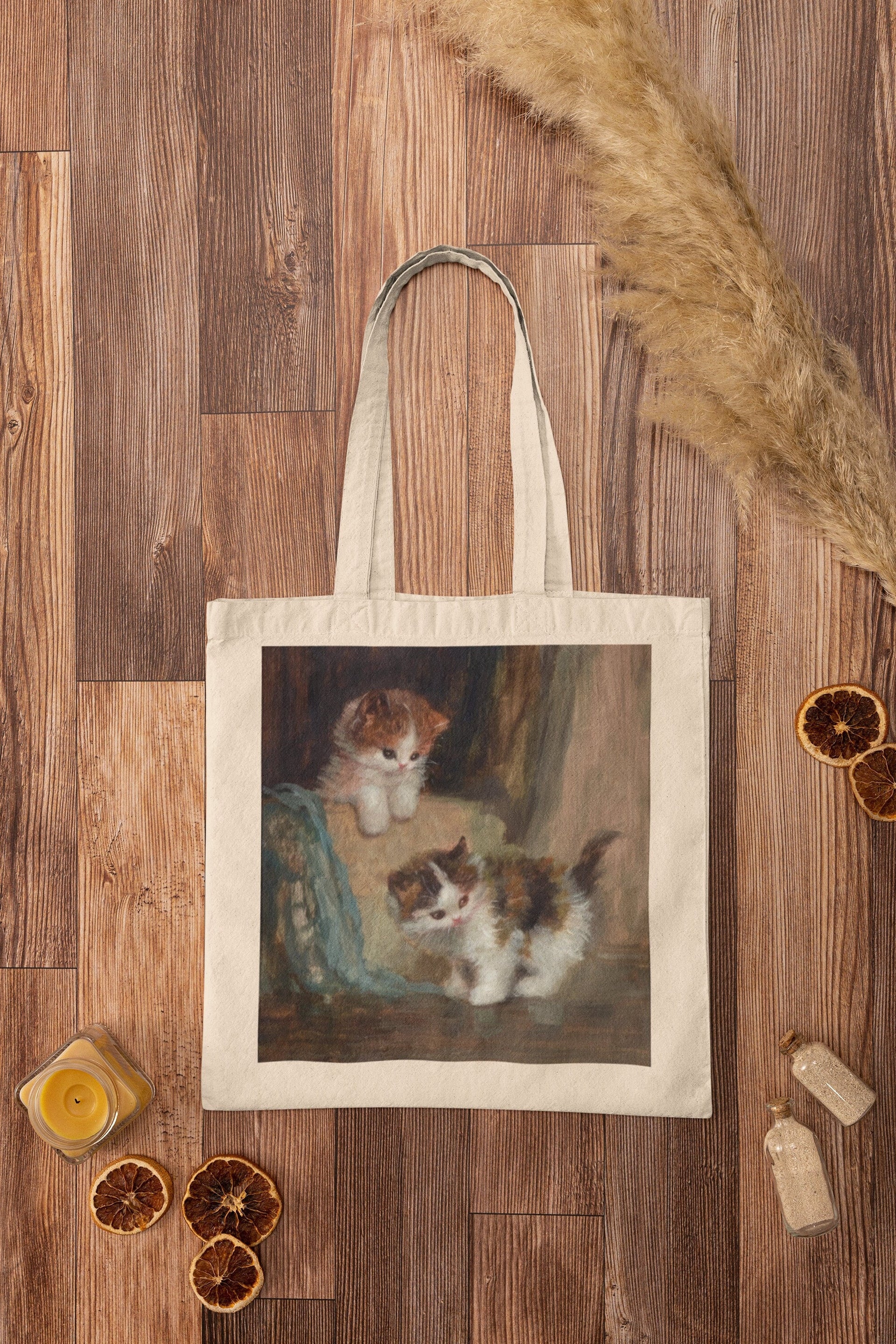 Cute Oil Painted Cat Tote Bag