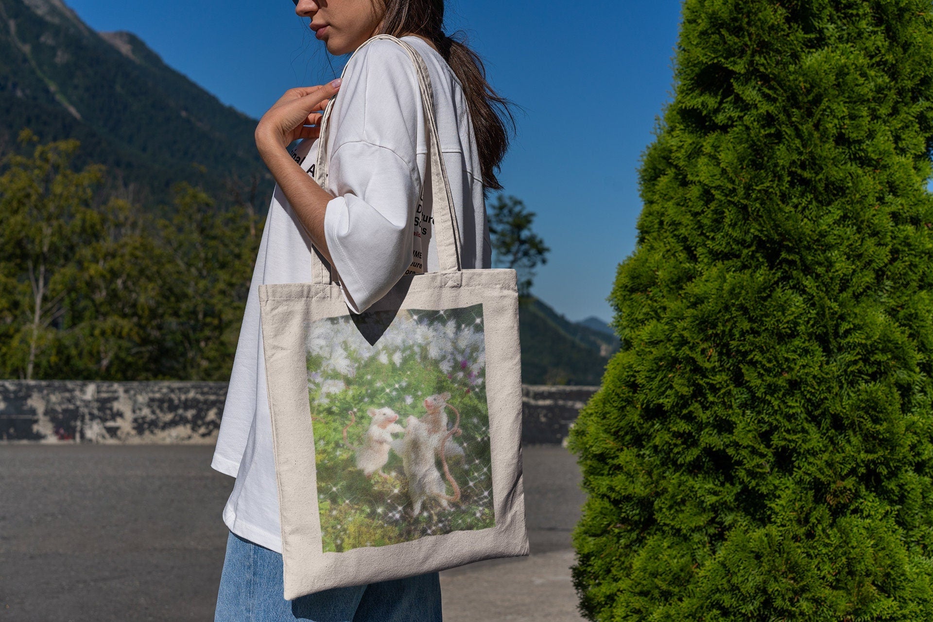 Three Little Mice Dancing Tote Bag