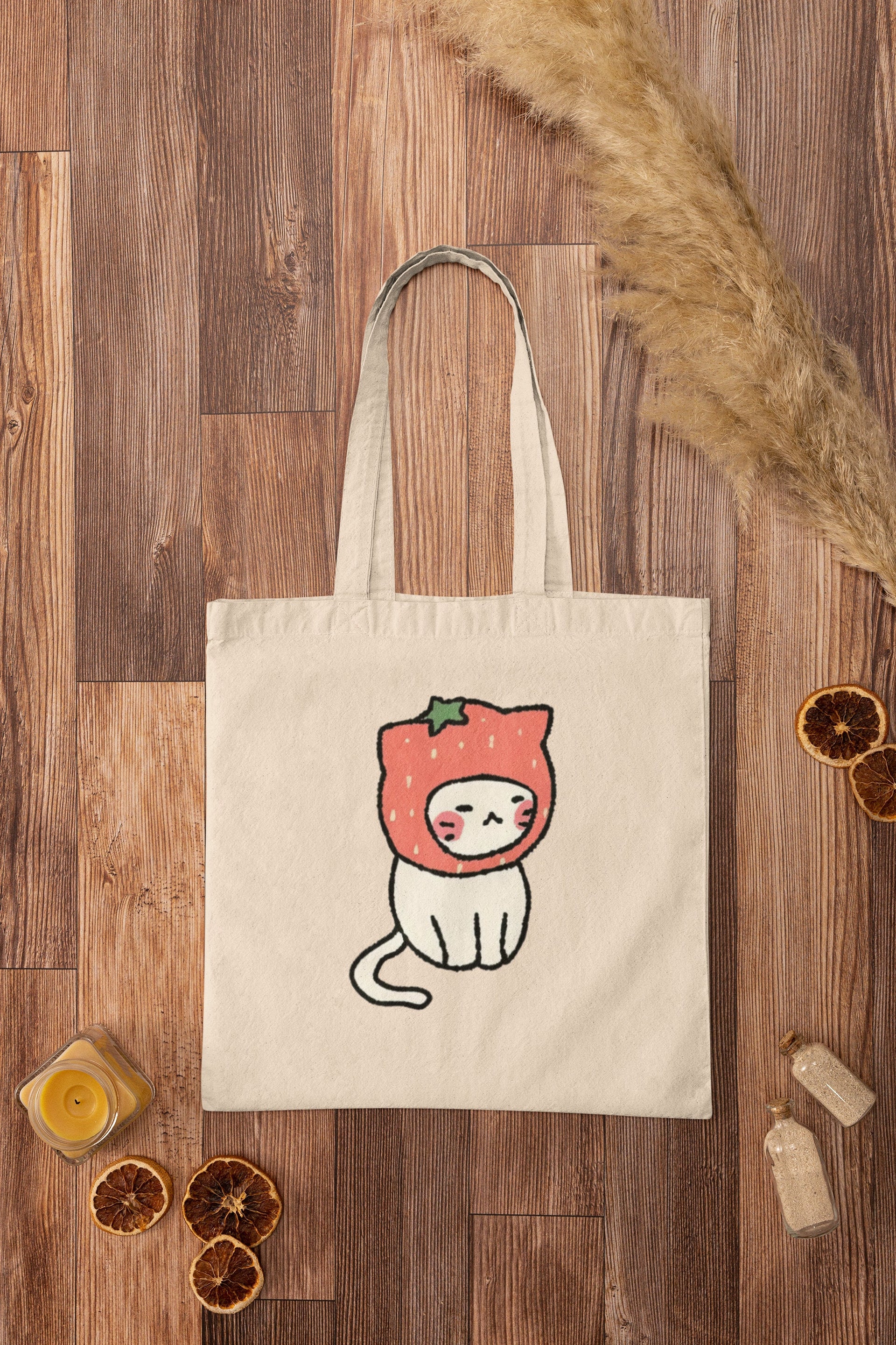 Strawberry Kitty Tote Bag