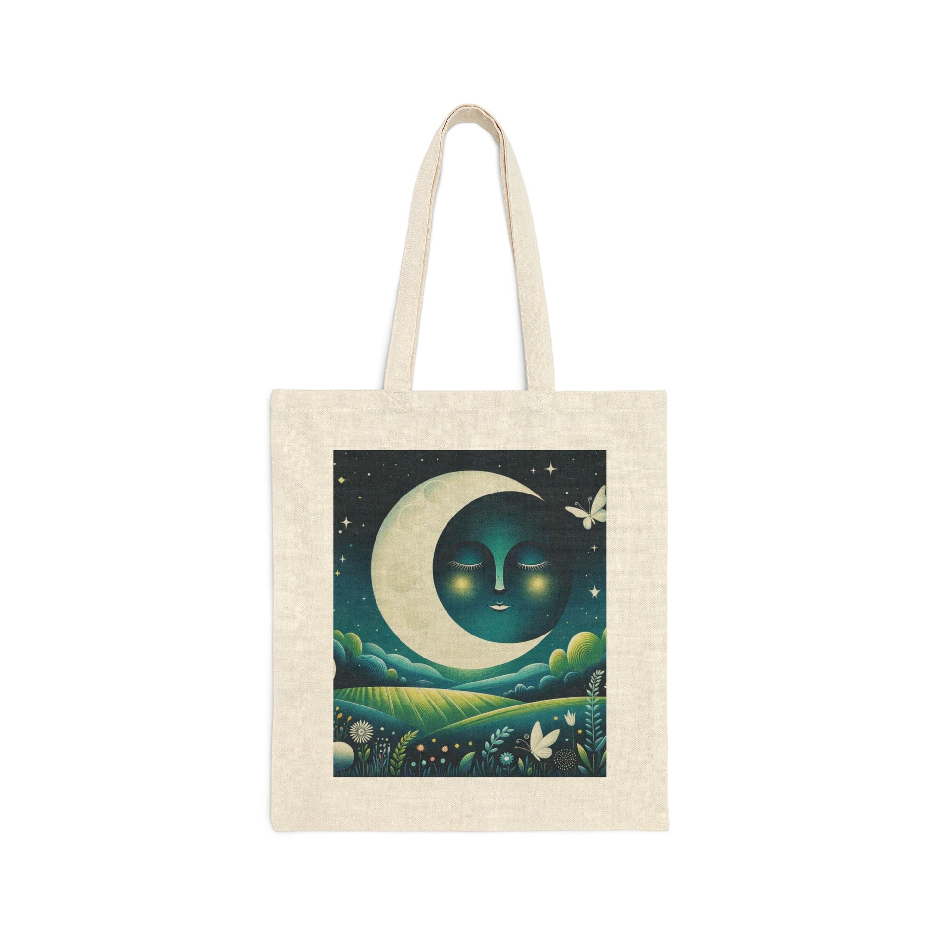 Grainy Midnight Moonlight Meadow Tote Bag