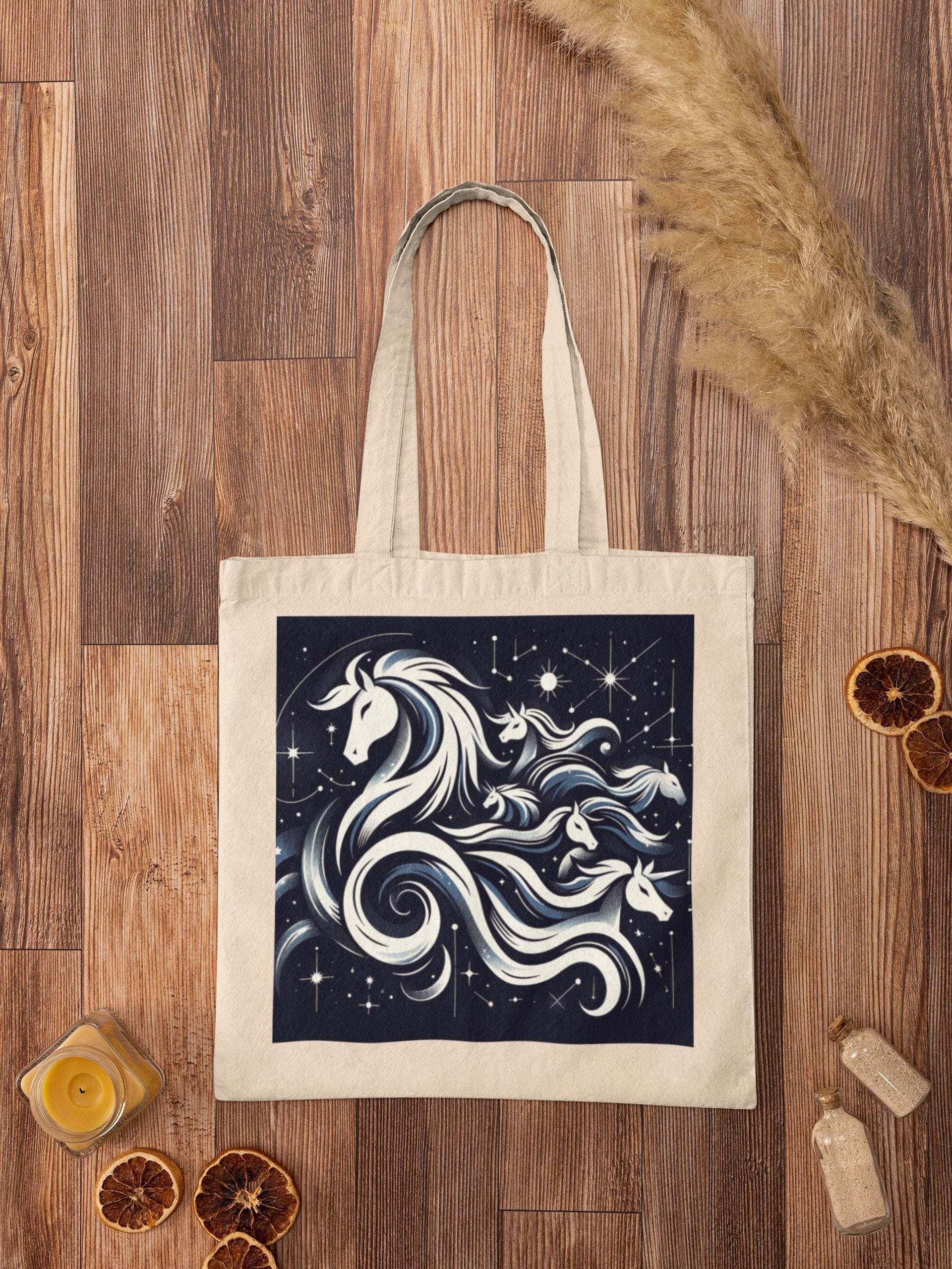 Magical Starry Horses Tote Bag