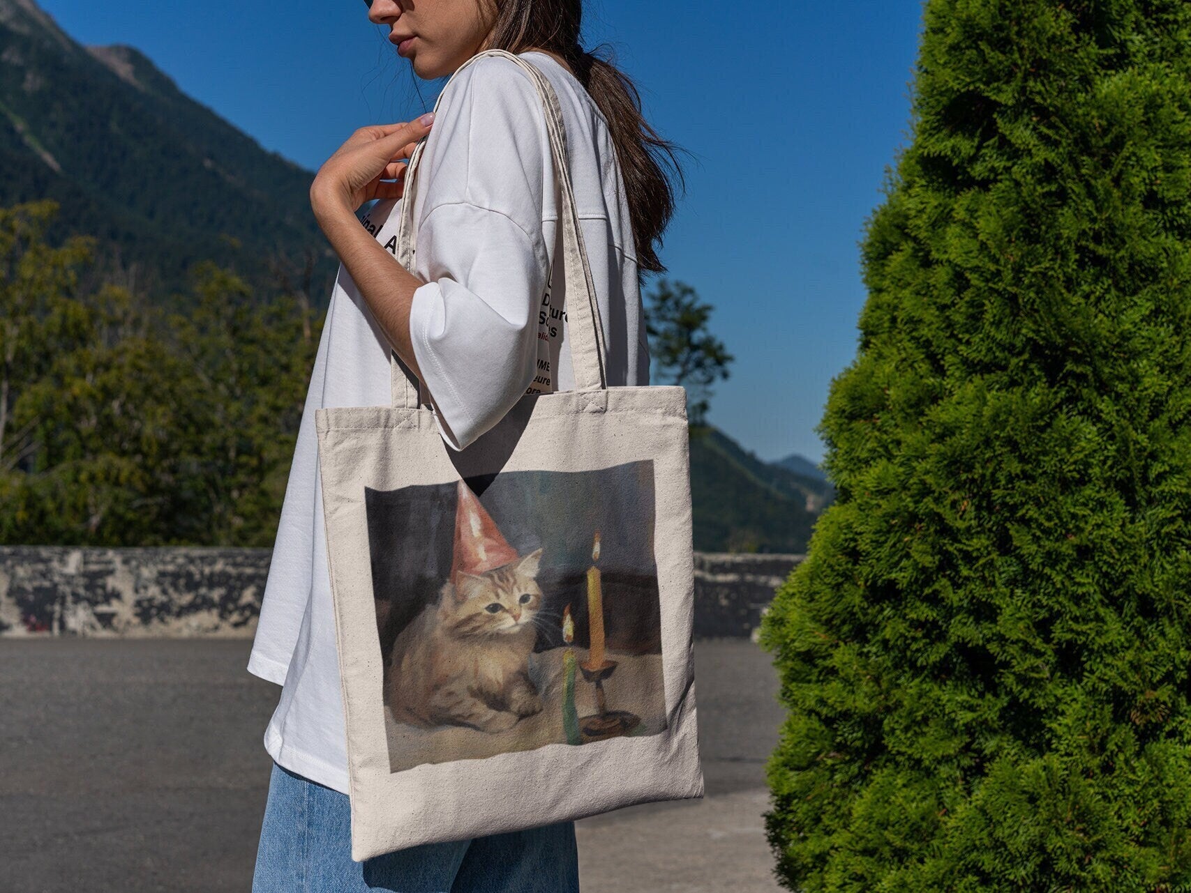 Sad Birthday Cat Tote Bag