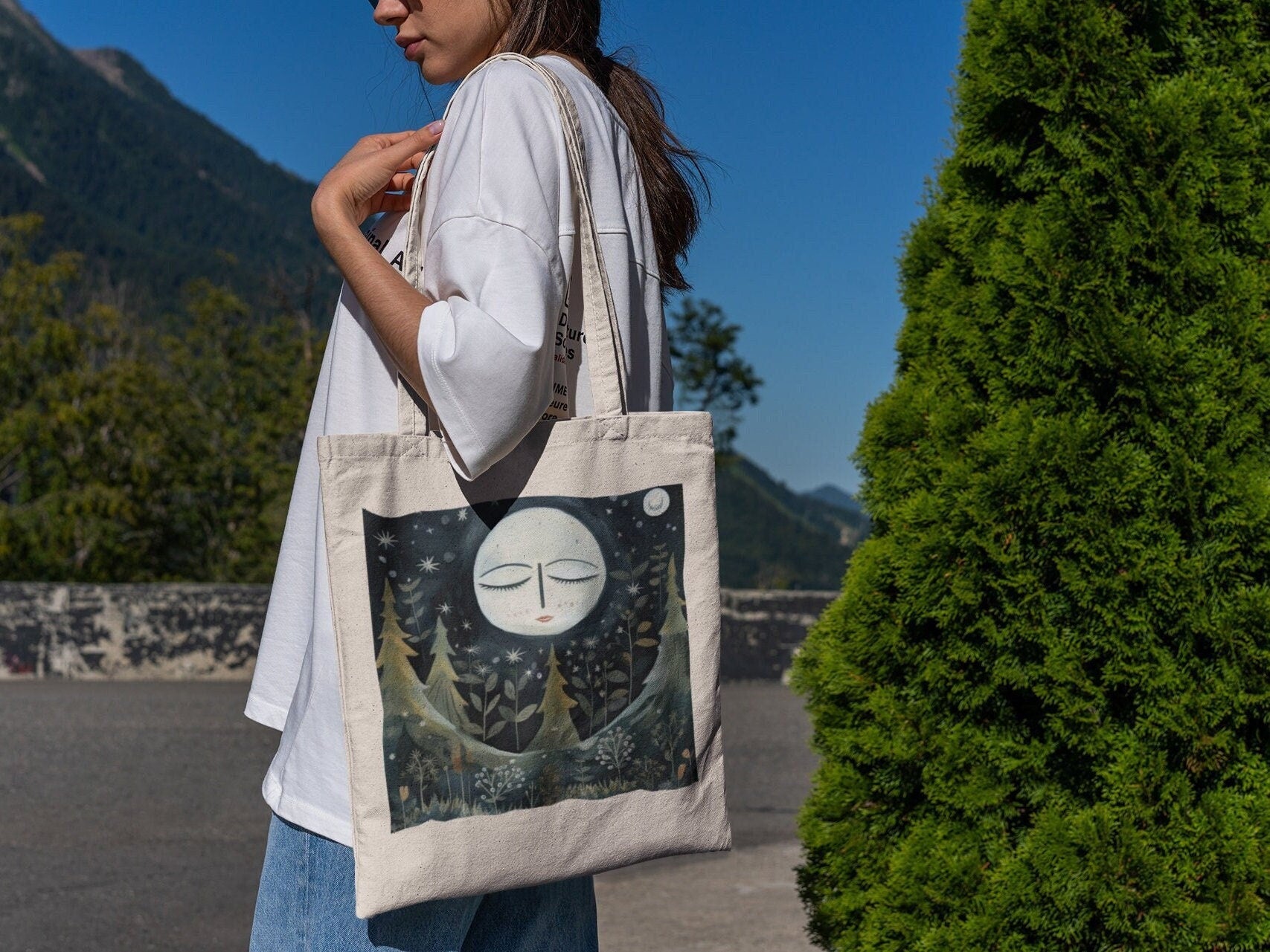 Moon in the Magical Forest Tote Bag