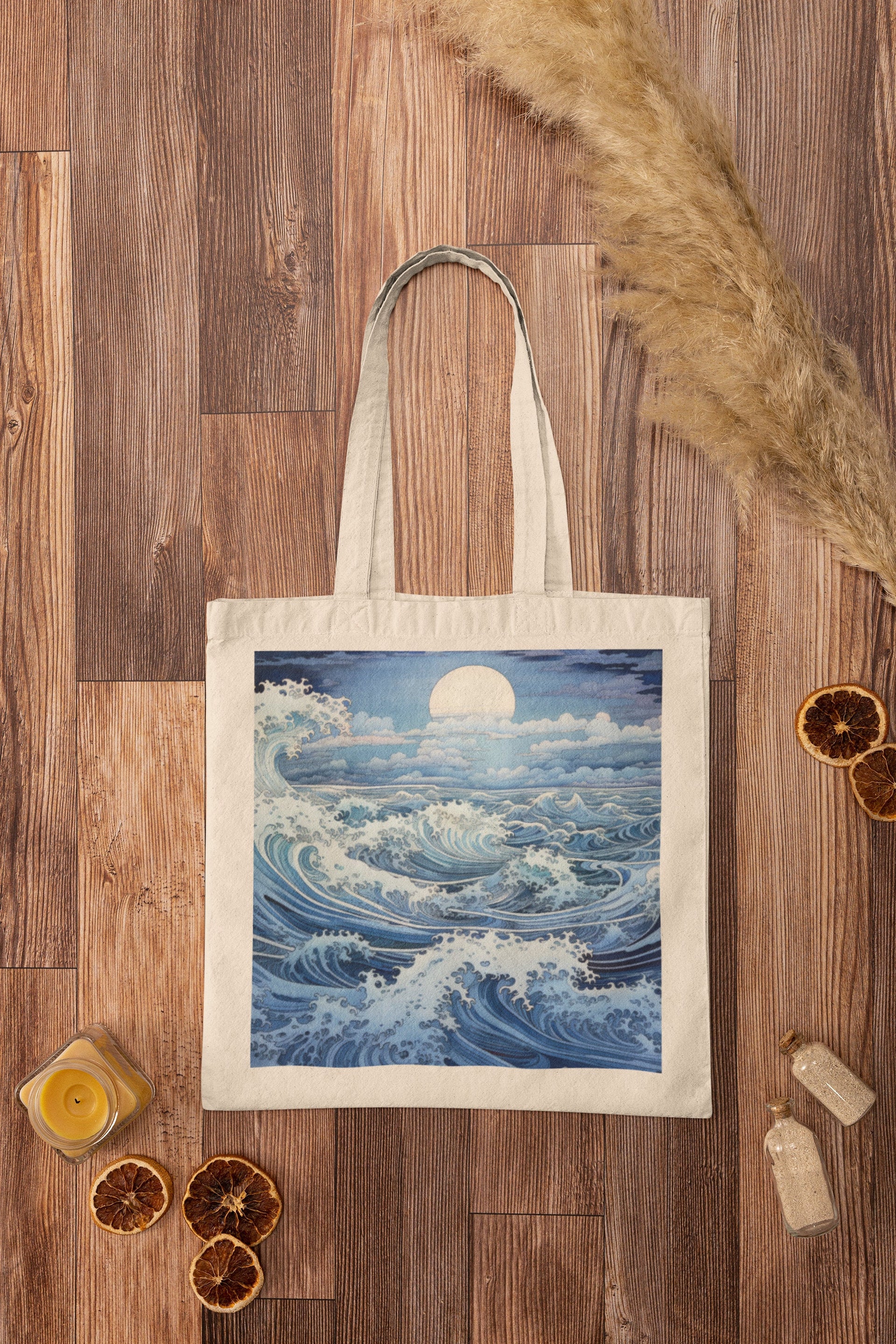 Aesthetic Japanese Wave Tote Bag