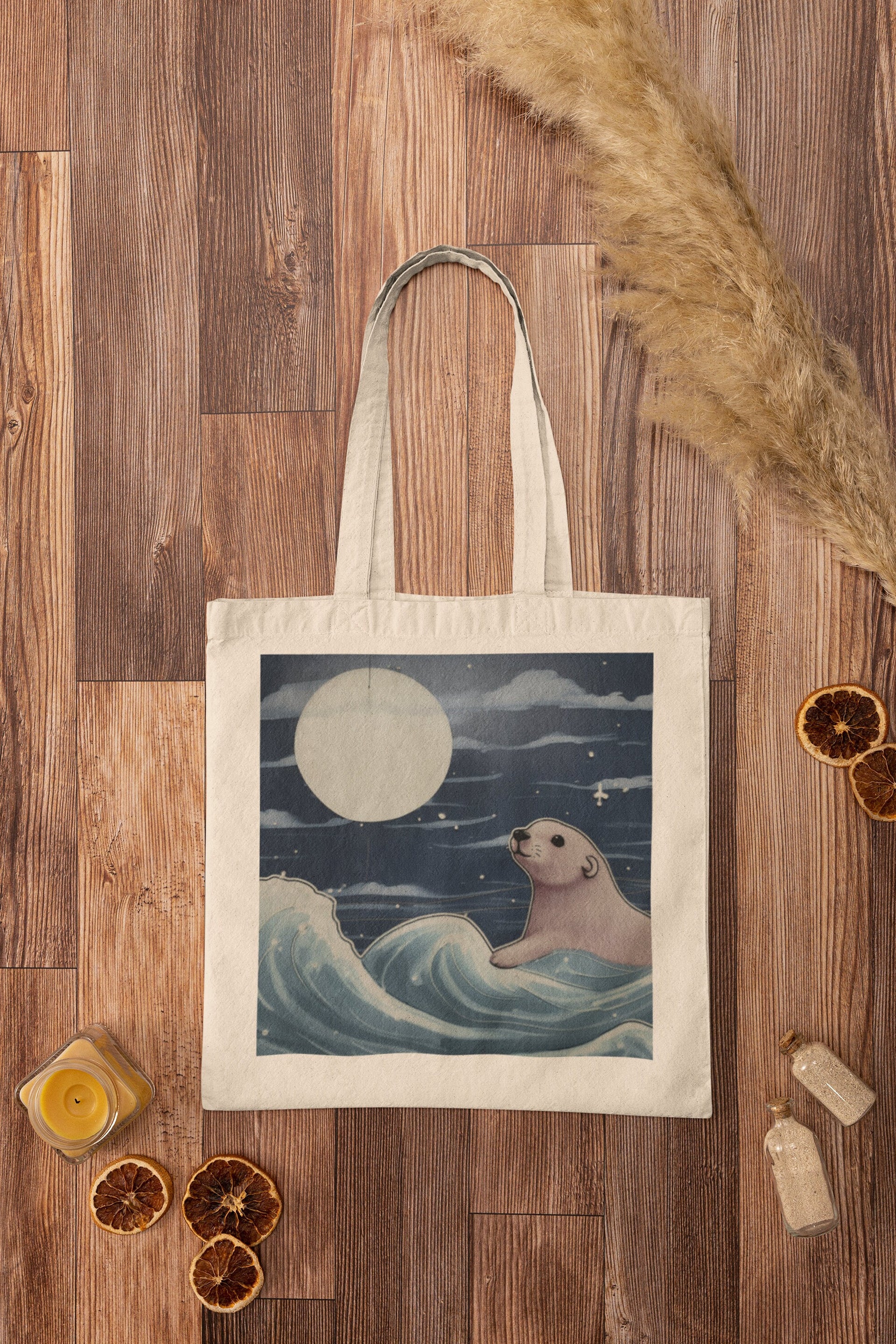 Otter Great Wave of Kanagawa Tote Bag