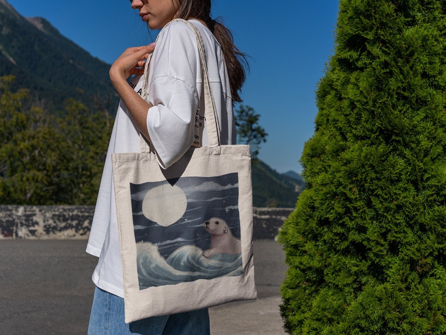 Otter Great Wave of Kanagawa Tote Bag