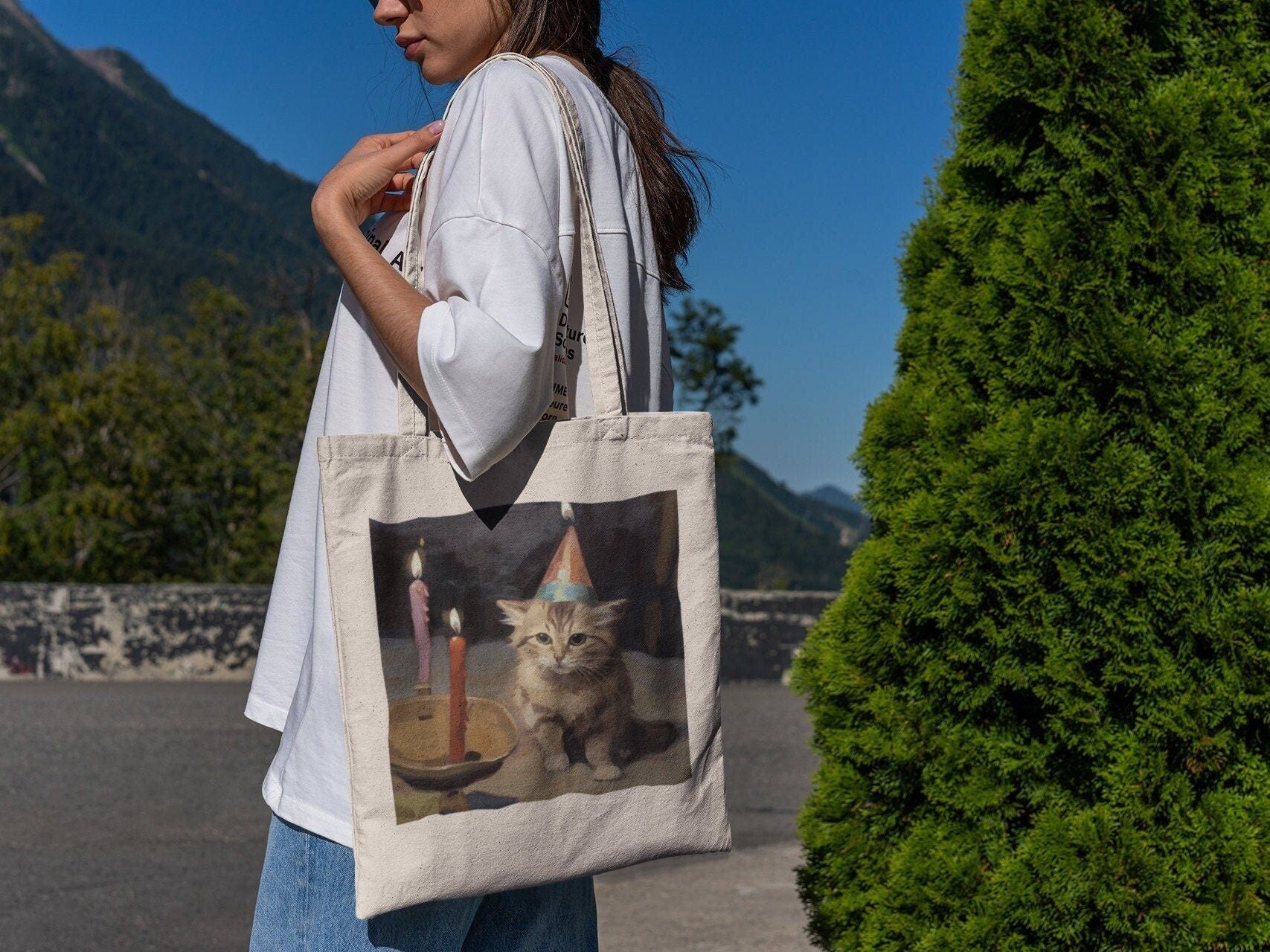 Sad Birthday Kitty Tote Bag