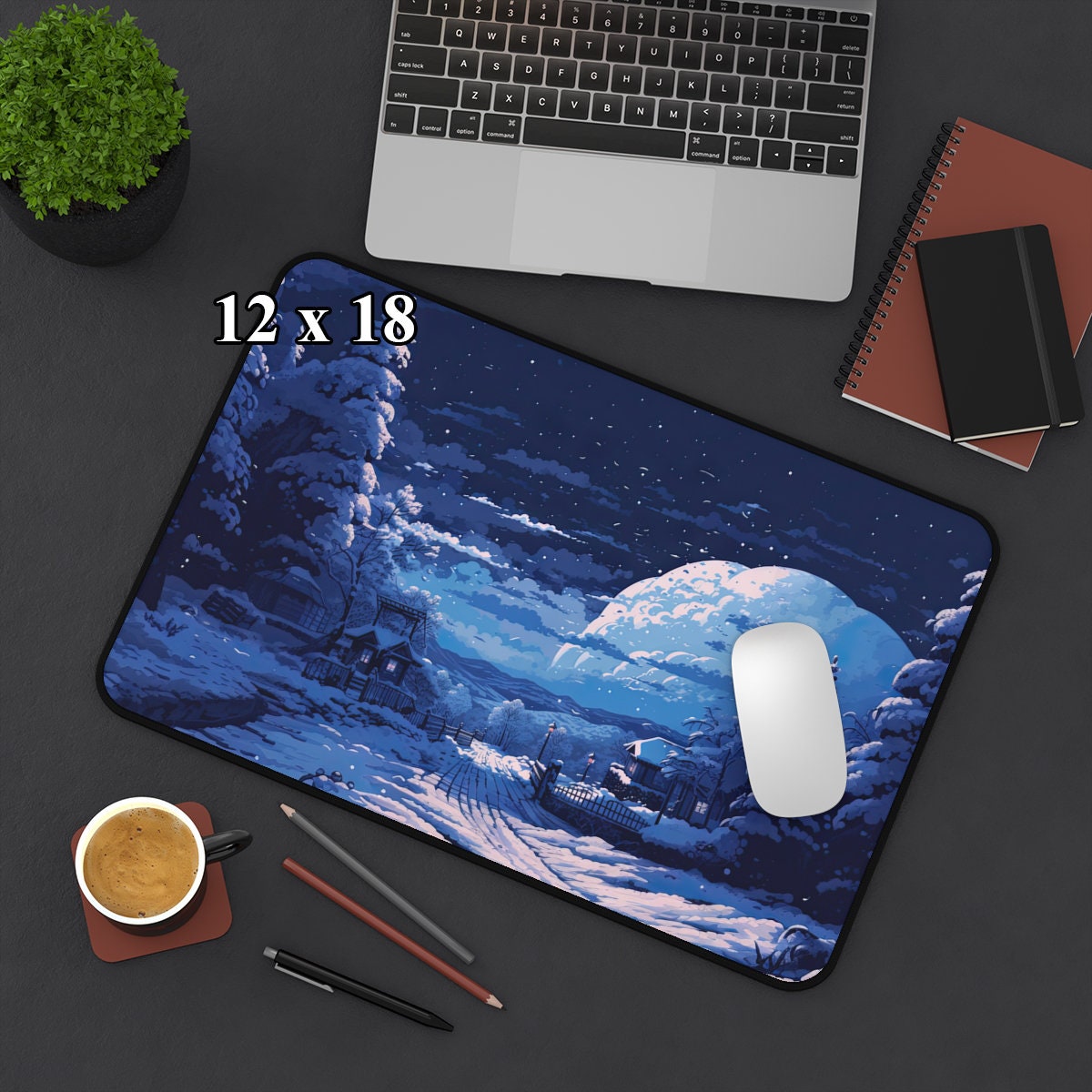 Midnight Snowy Mountain Mouse Pad