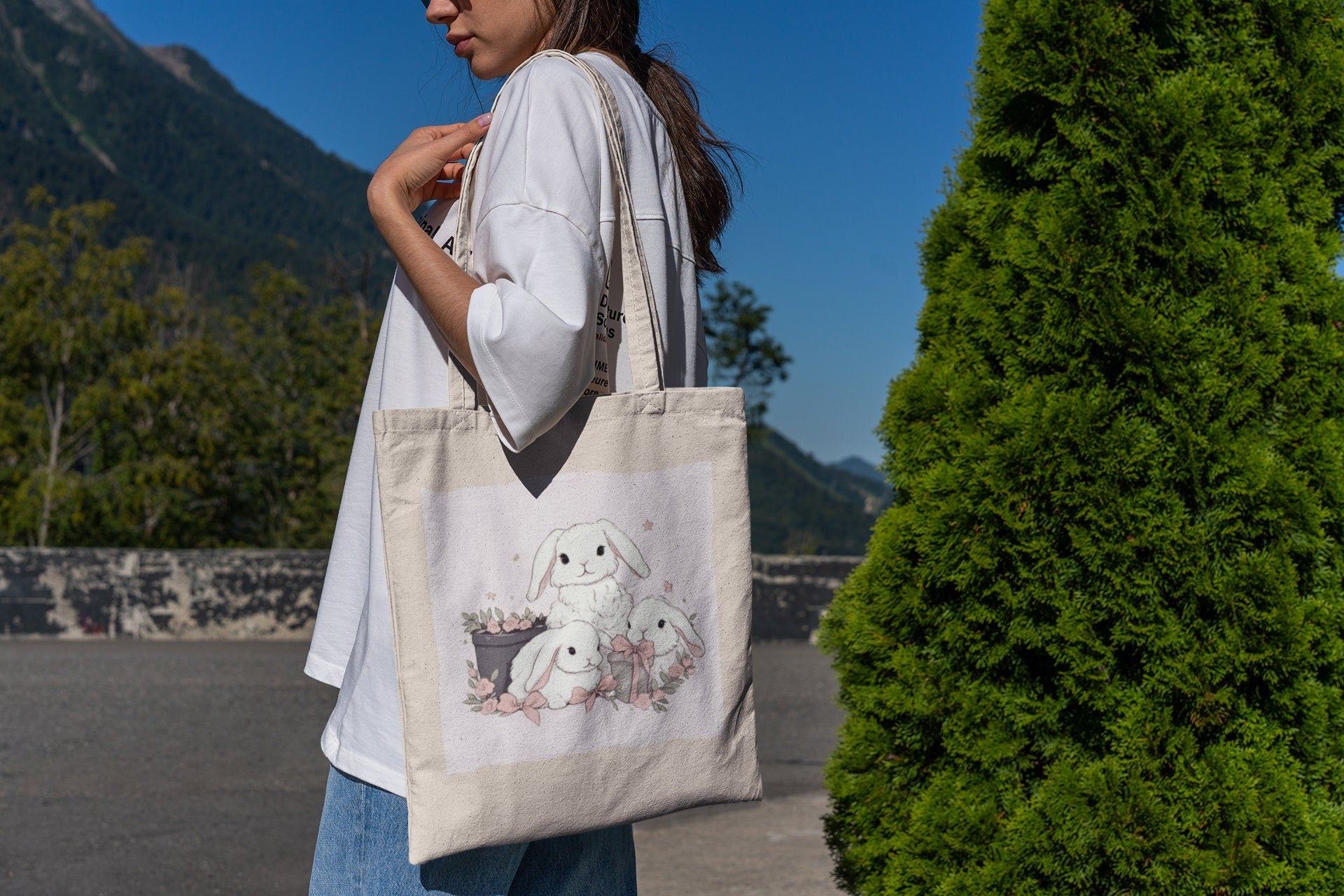 Coquette Bunny Tote Bag