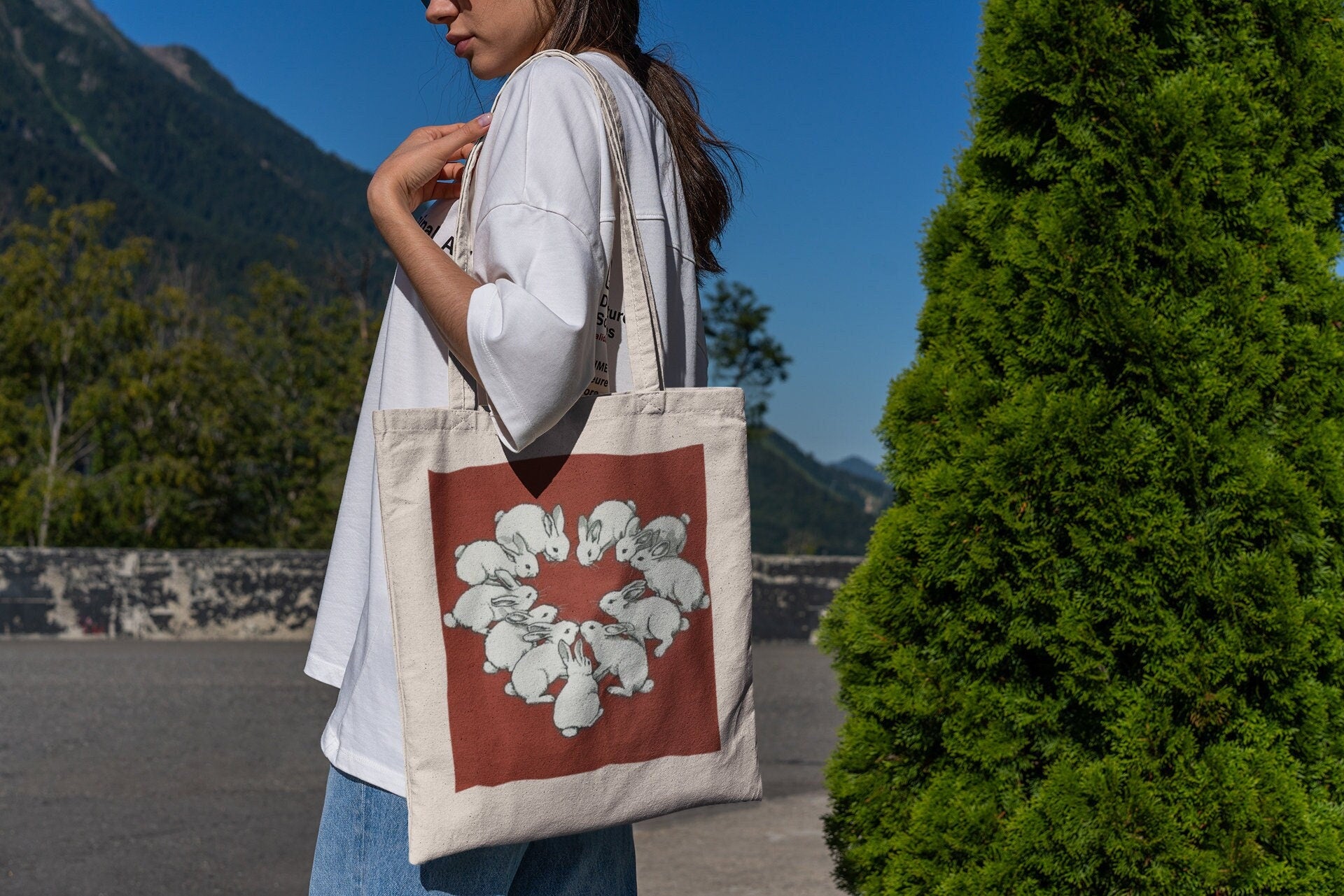 Heart Shaped Bunnies Tote Bag