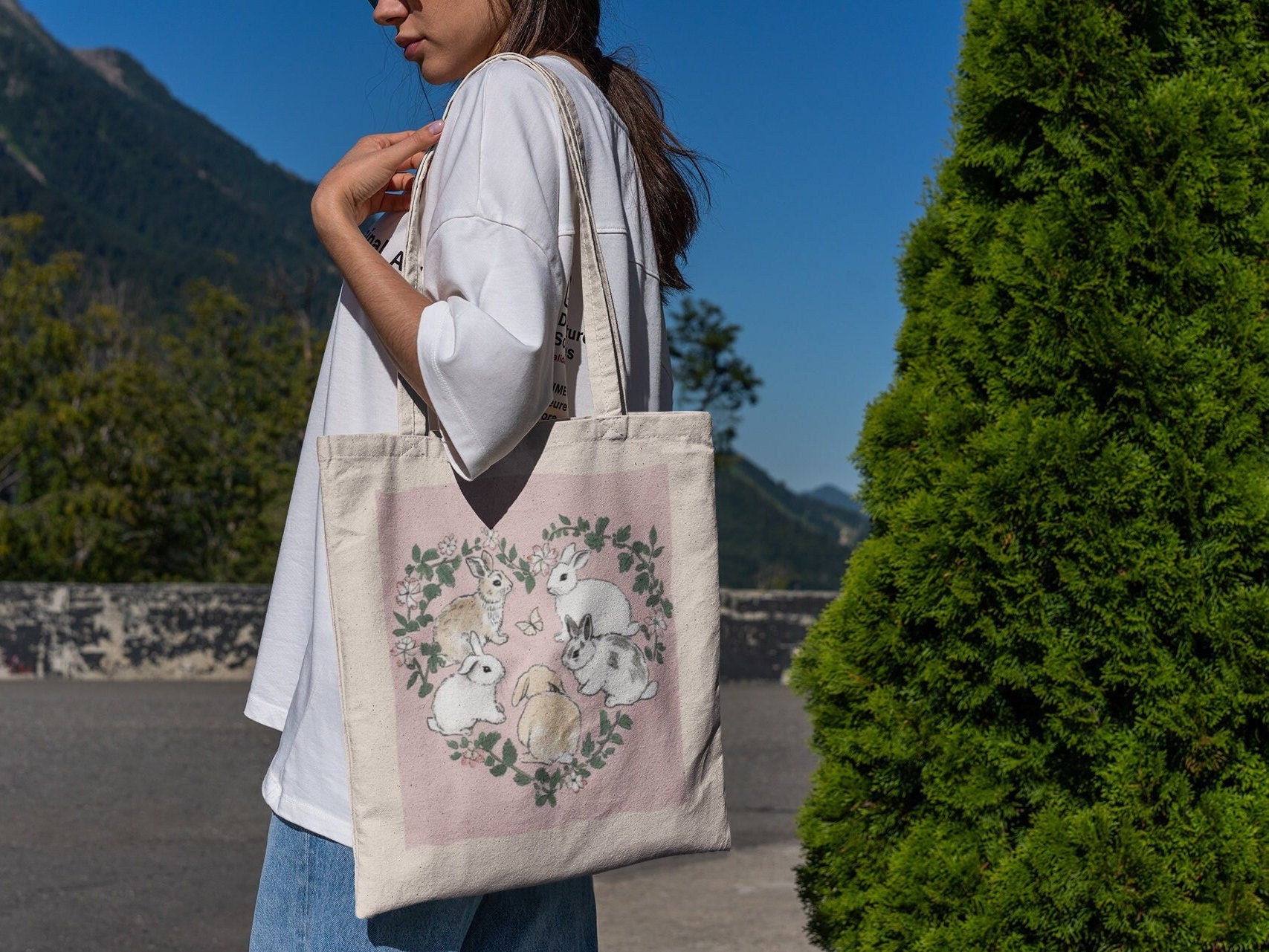 Coquette Garden Bunnies Tote Bag