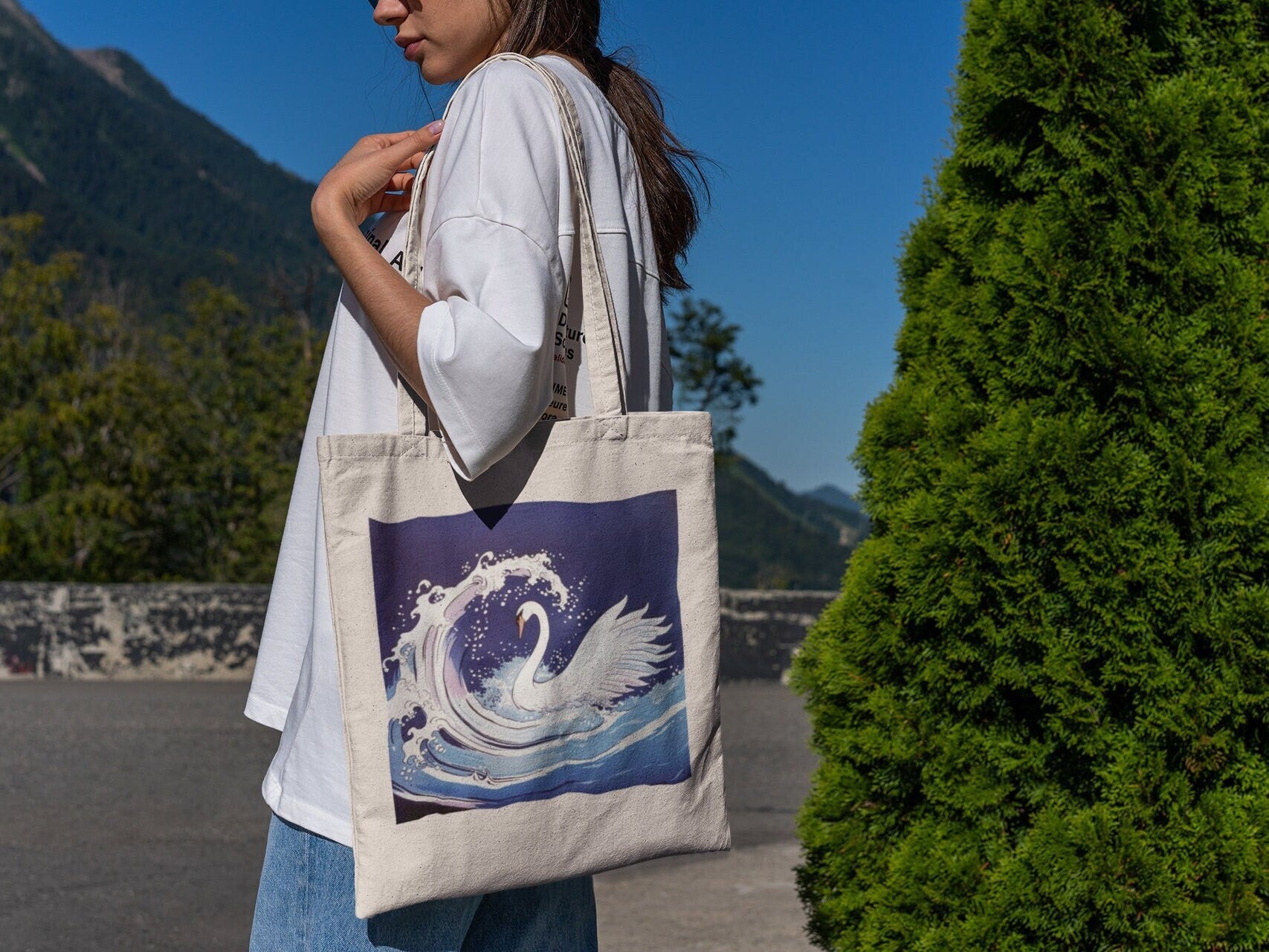 Magical Sea Swan Tote Bag