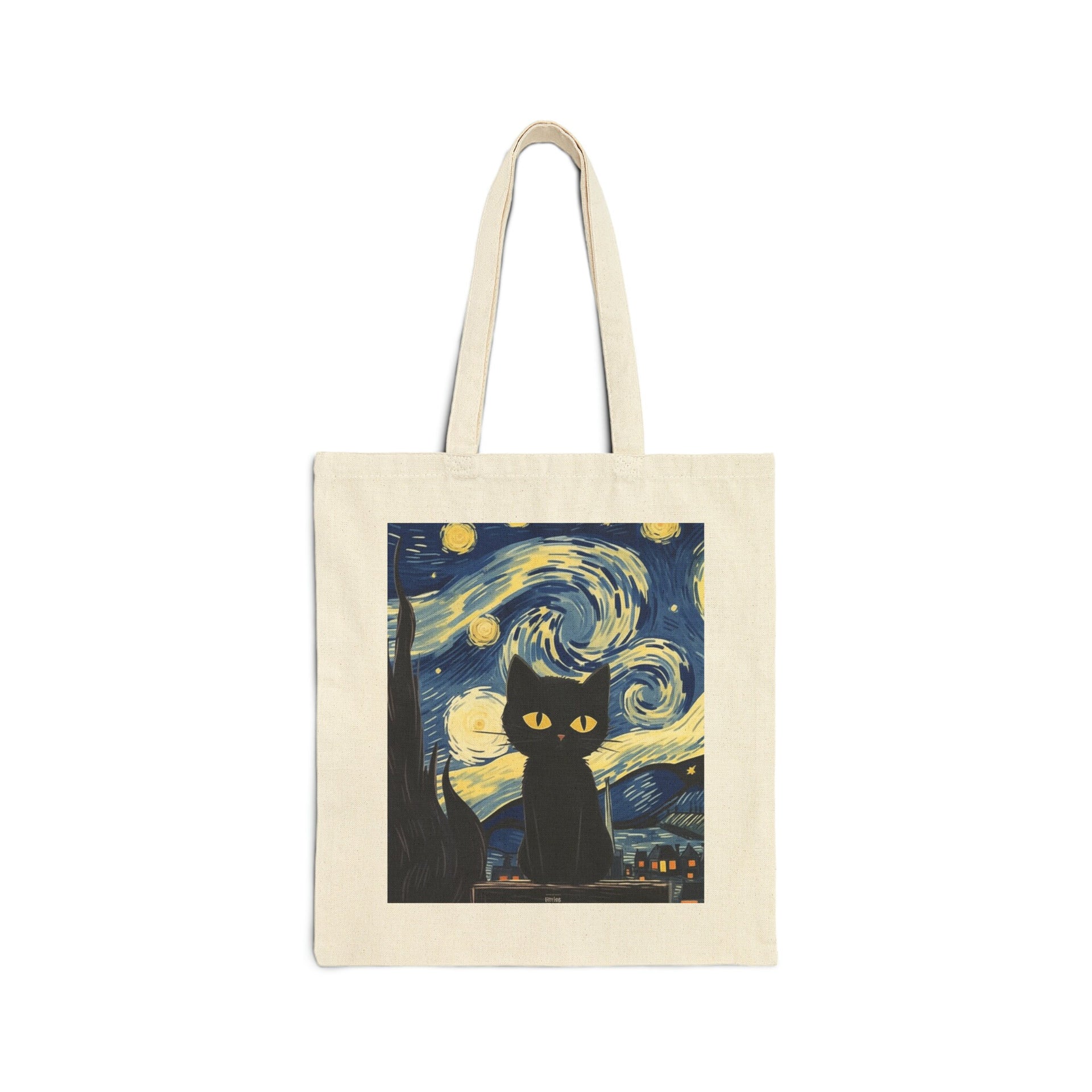 Black Kitty Van Gogh Tote Bag