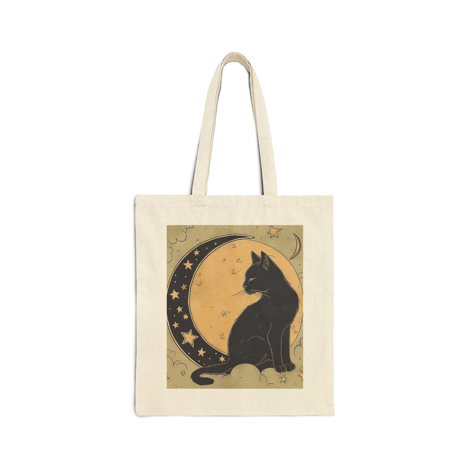 Cat and Moon Celestial Tote Bag