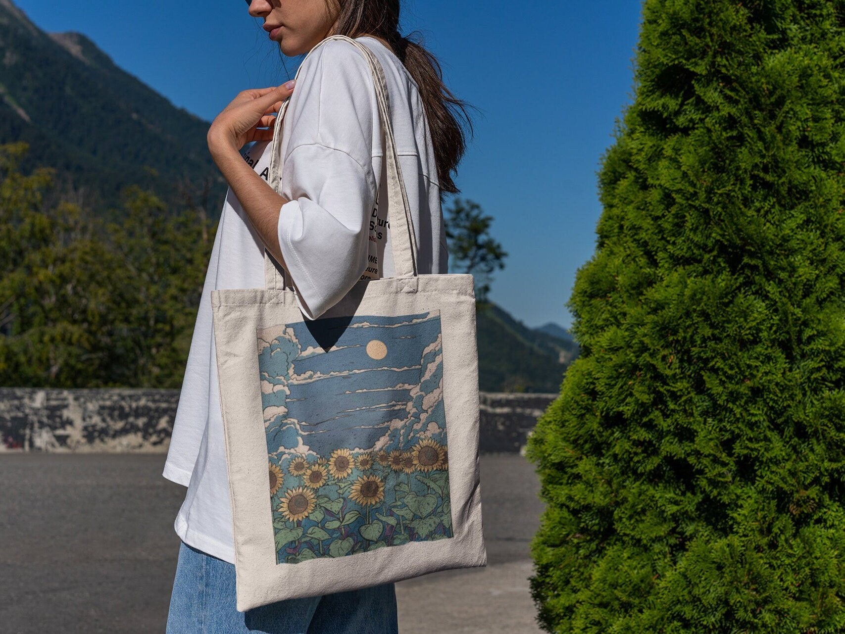 Sunflower Fields in Sunny Weather Tote Bag