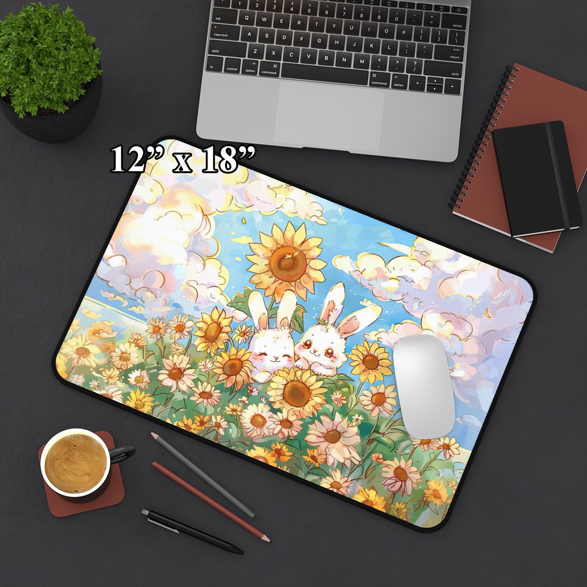Bunny Sunflower Farm Mouse Pad