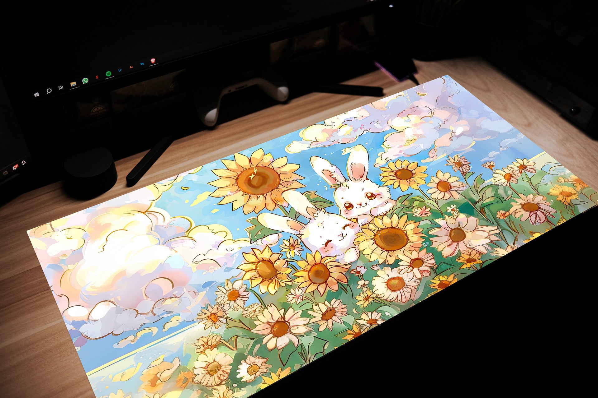Bunny Sunflower Farm Mouse Pad