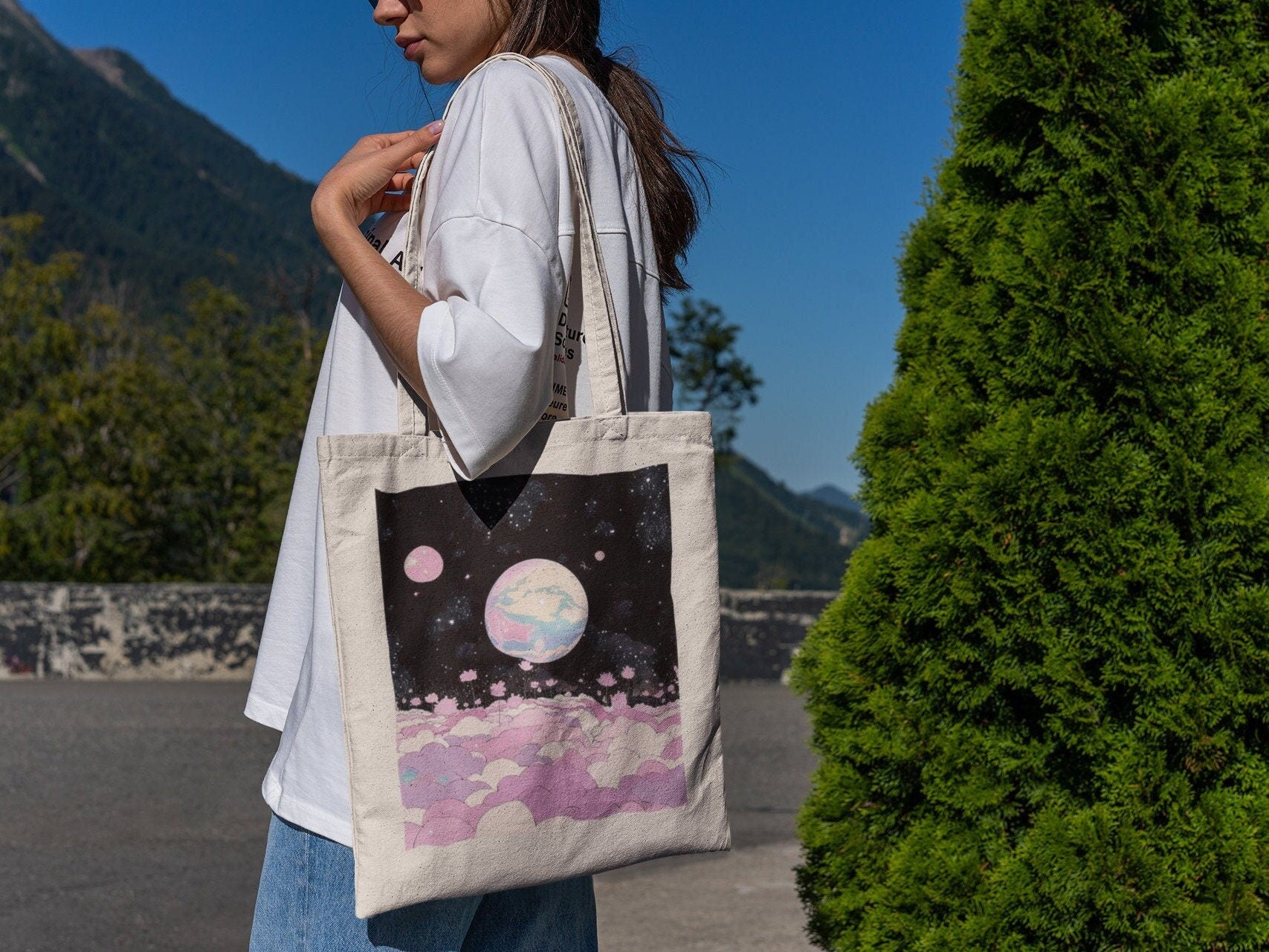 Pink Planet Tote Bag