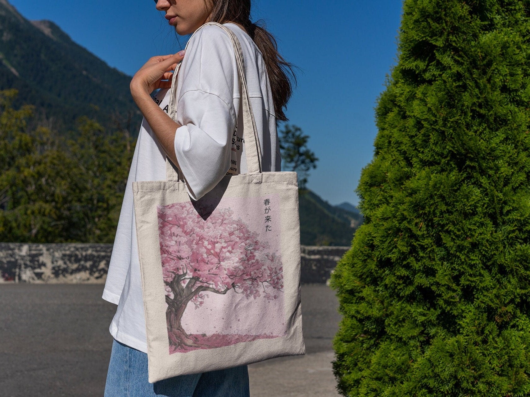 Pink Cherry Blossom Tree Tote Bag