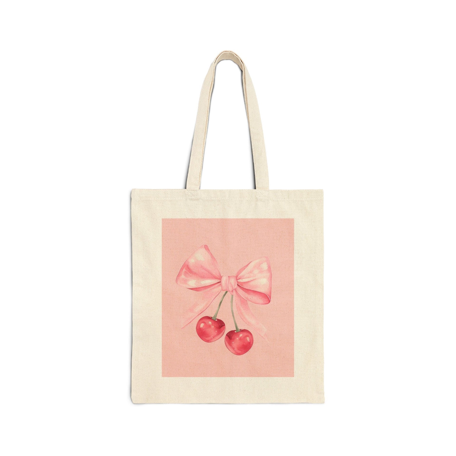 Coquette Bow and Cherries Pink Tote Bag