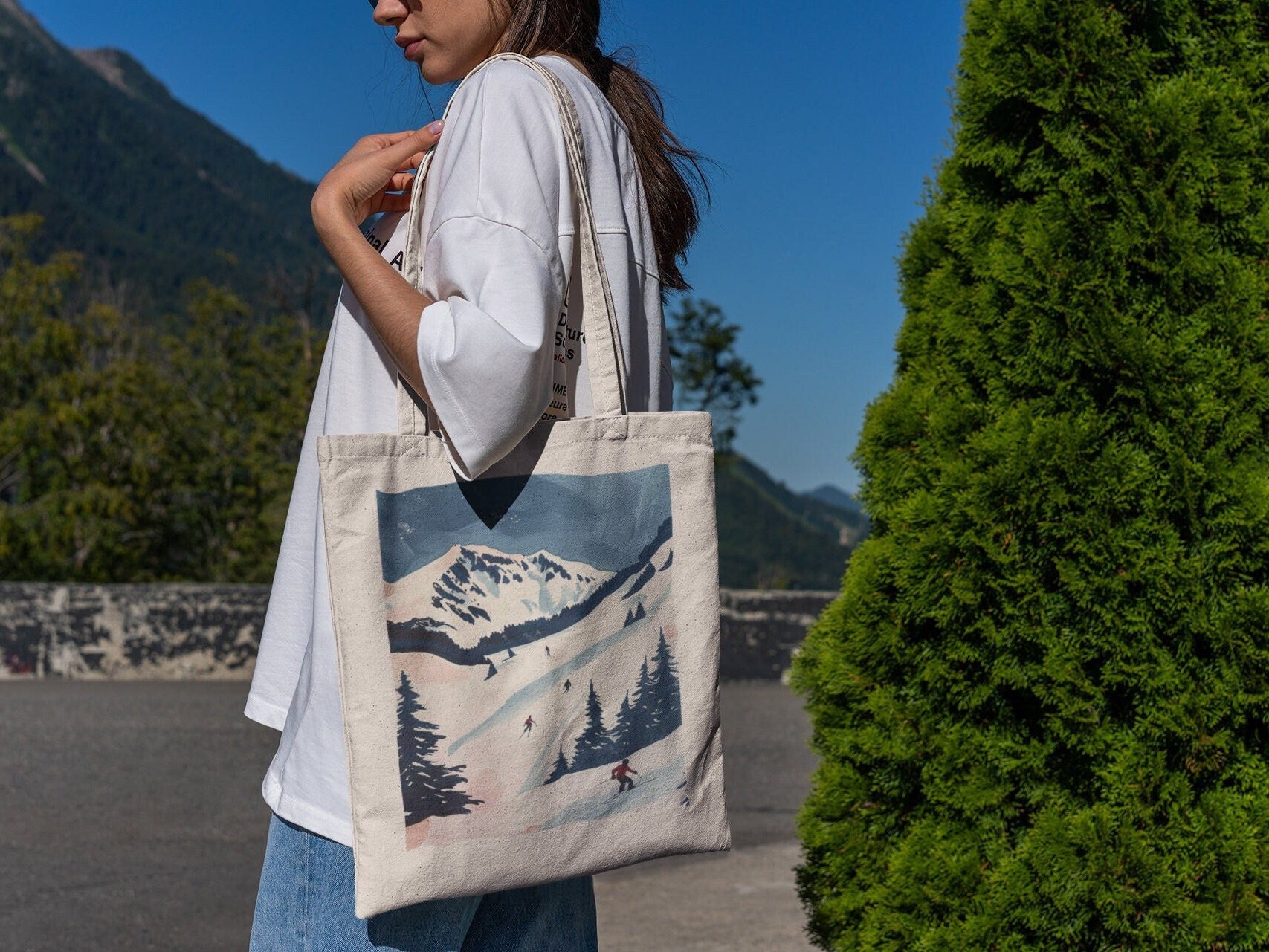 Ski Mountain Tote Bag