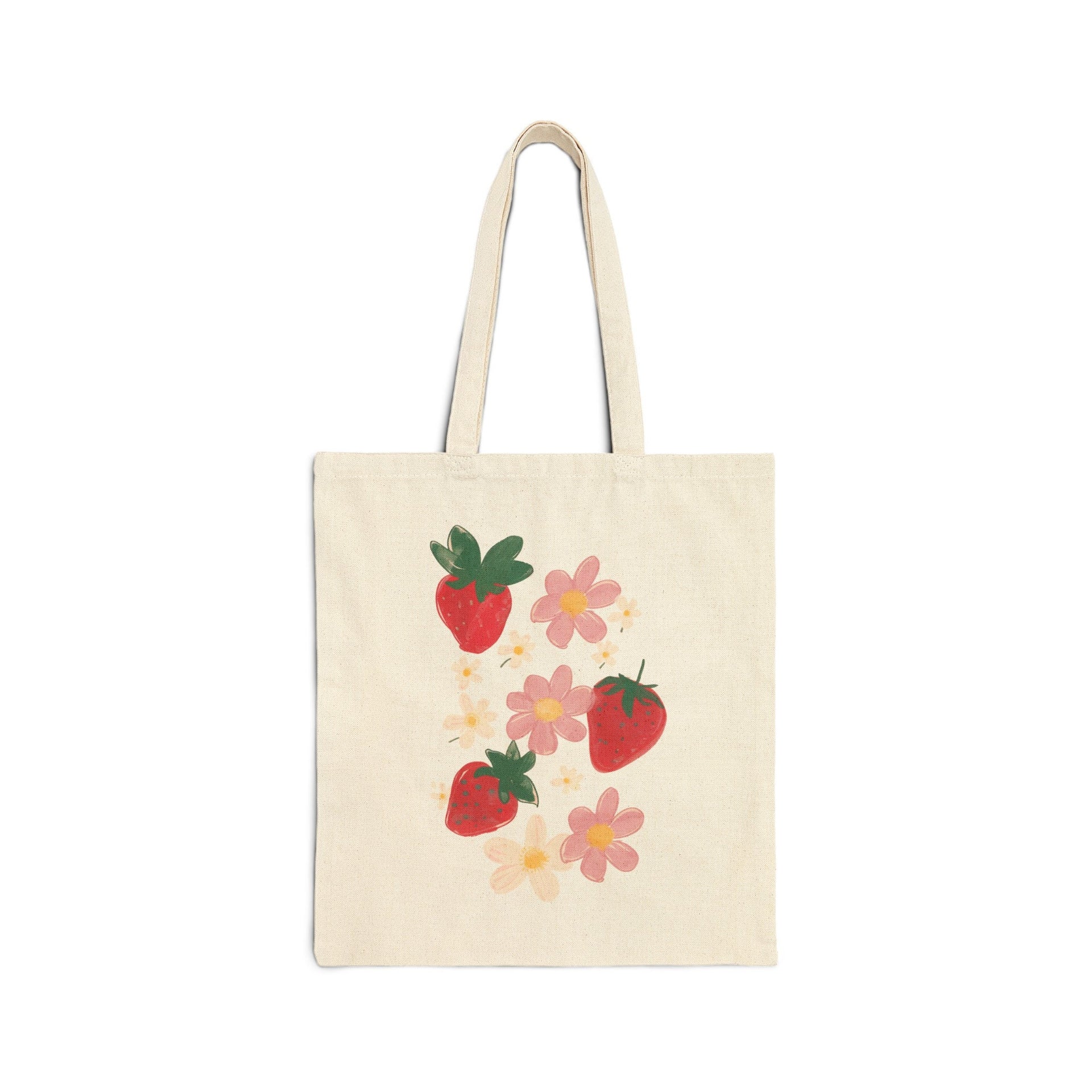 Strawberry Flower Tote Bags