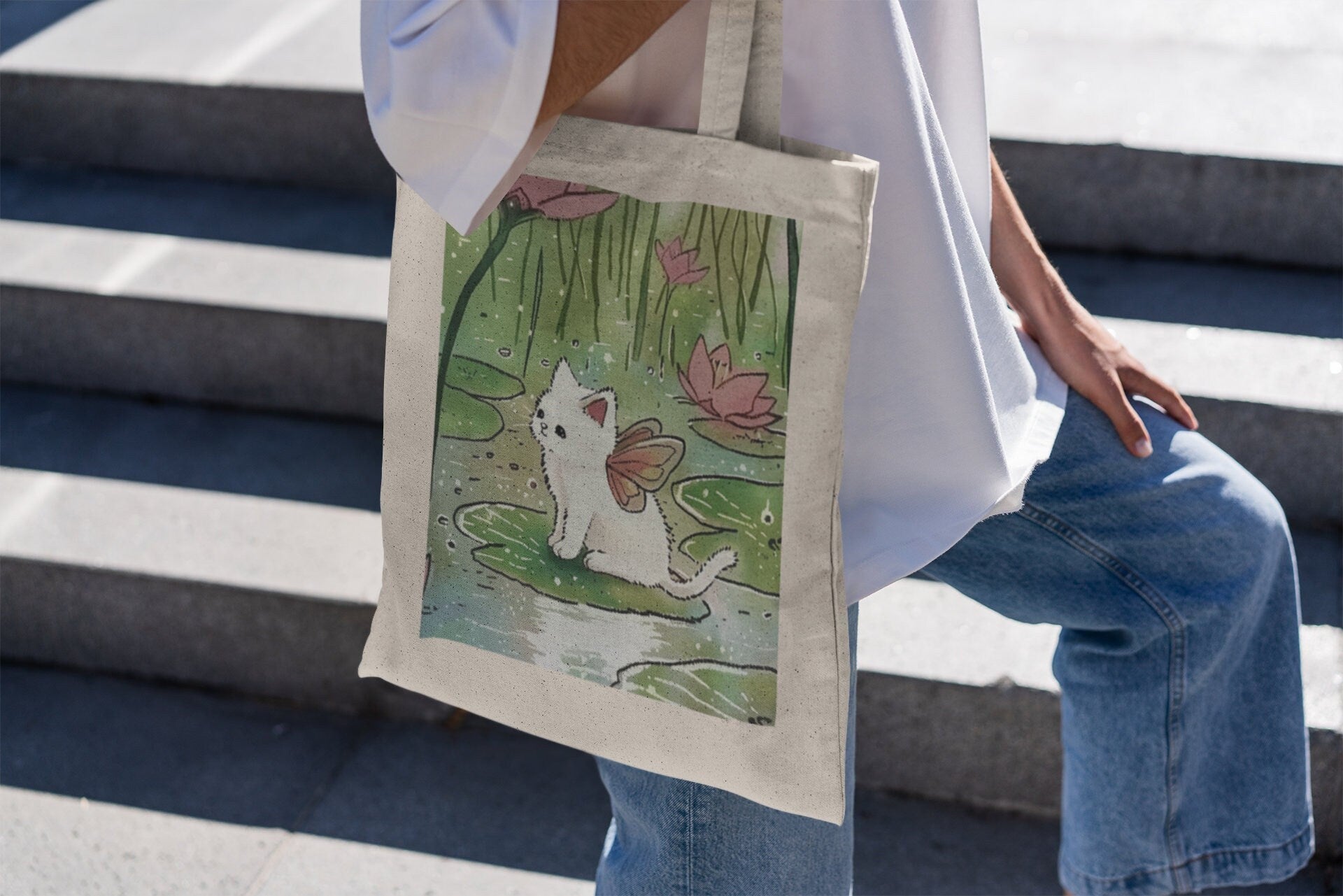 Forest Fairy Kitten Tote Bag