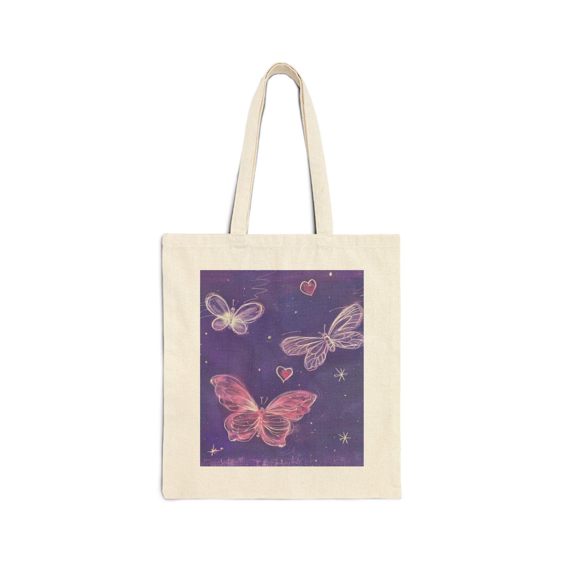 Pink Chalk Butterflies Tote Bag