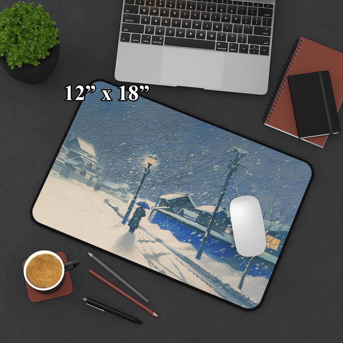 Snowy Night in Japan Mouse Pad