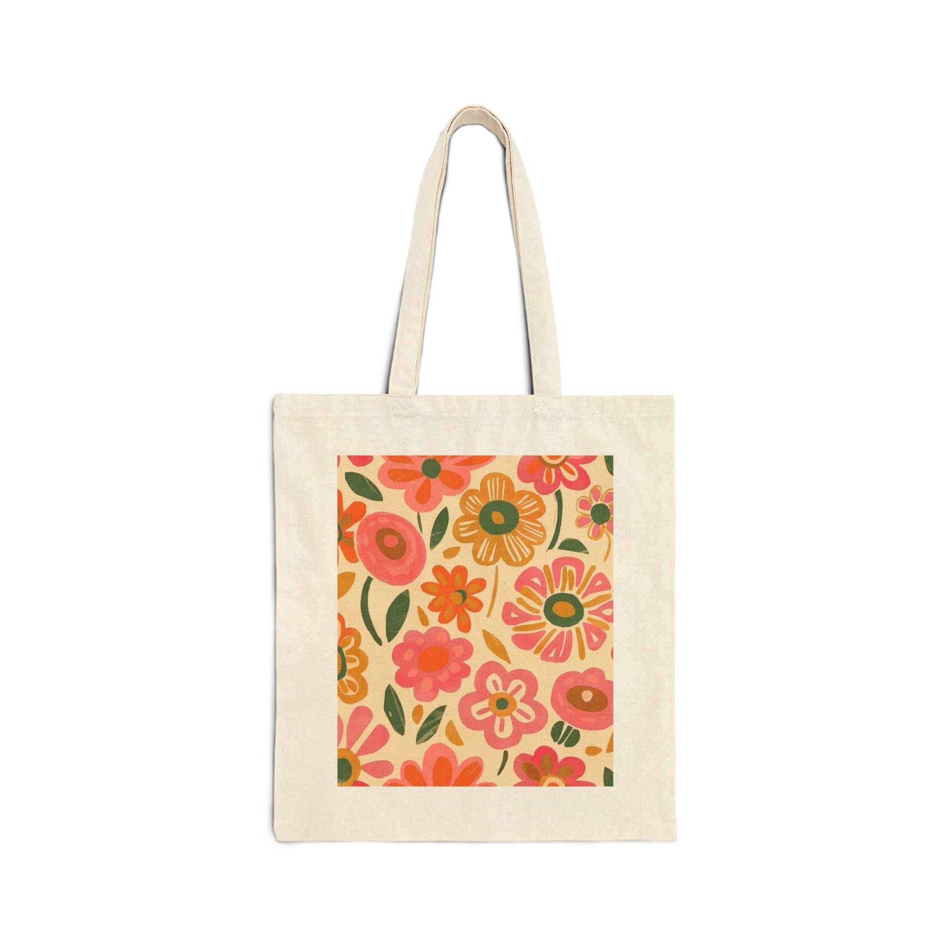 60s Colorful Retro Flower Tote Bag