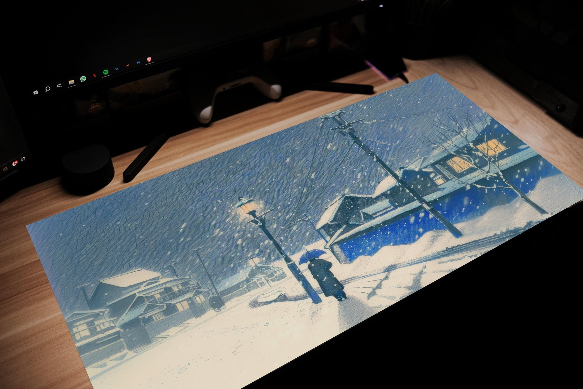 Snowy Night in Japan Mouse Pad
