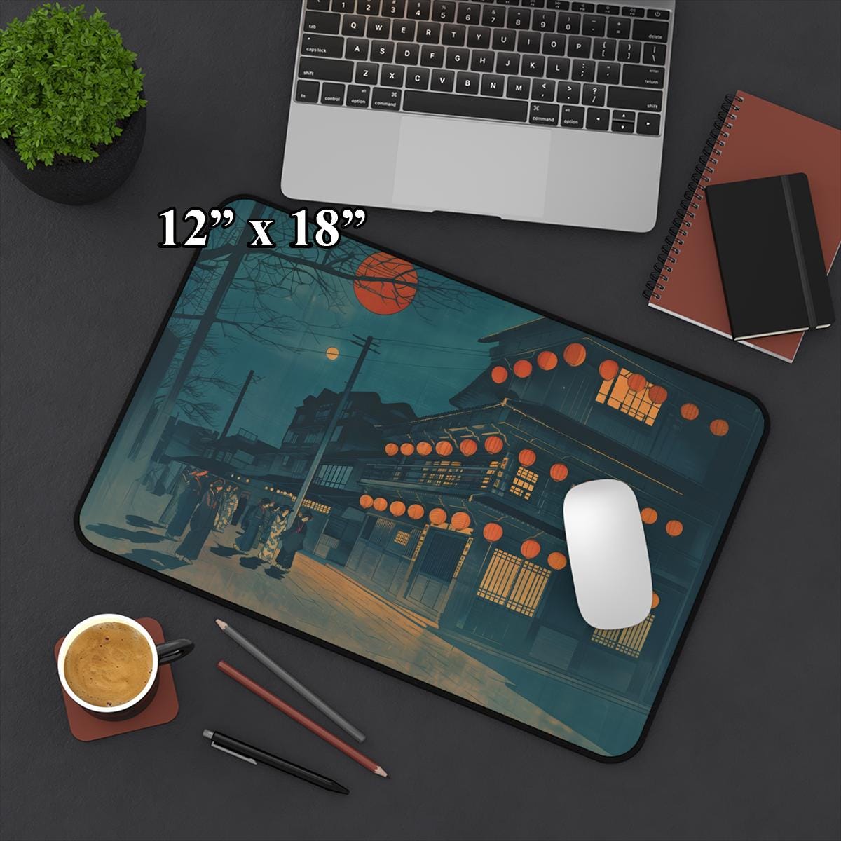 Nighttime Kyoto Desk Mat