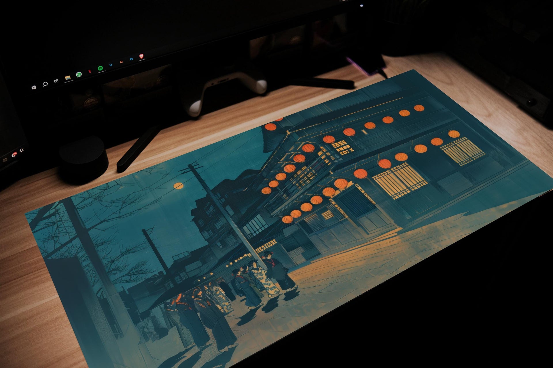 Nighttime Kyoto Desk Mat