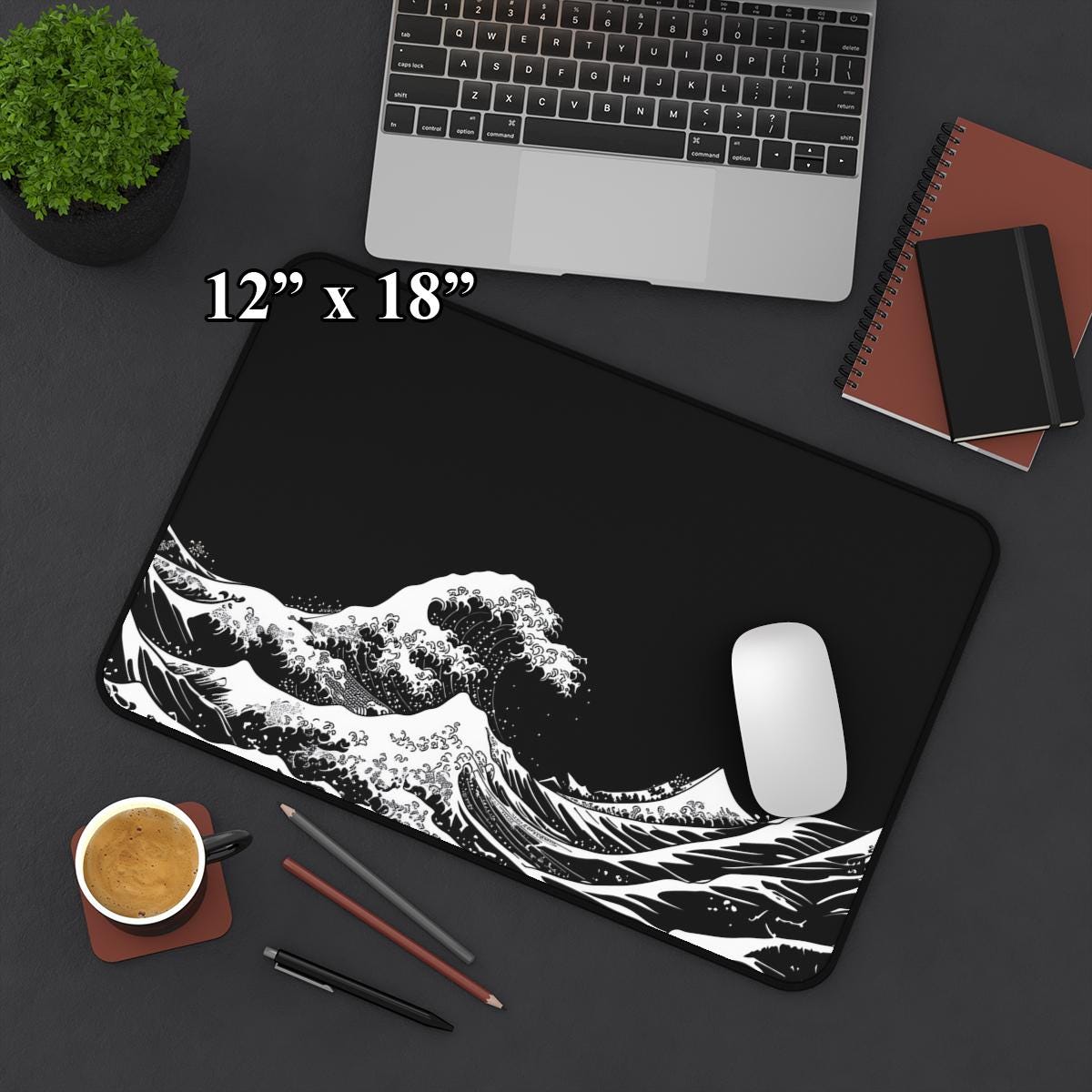 The Great Wave Black Mouse Pad