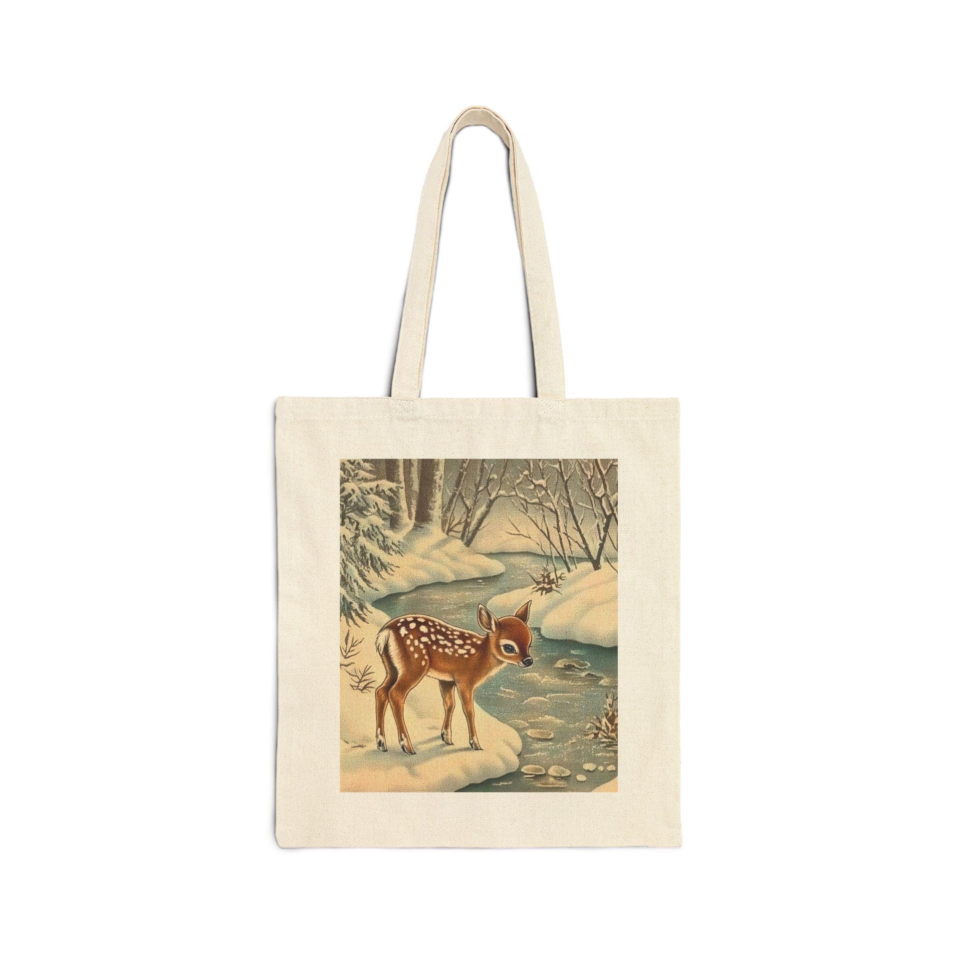 Snowy Deer Tote Bag