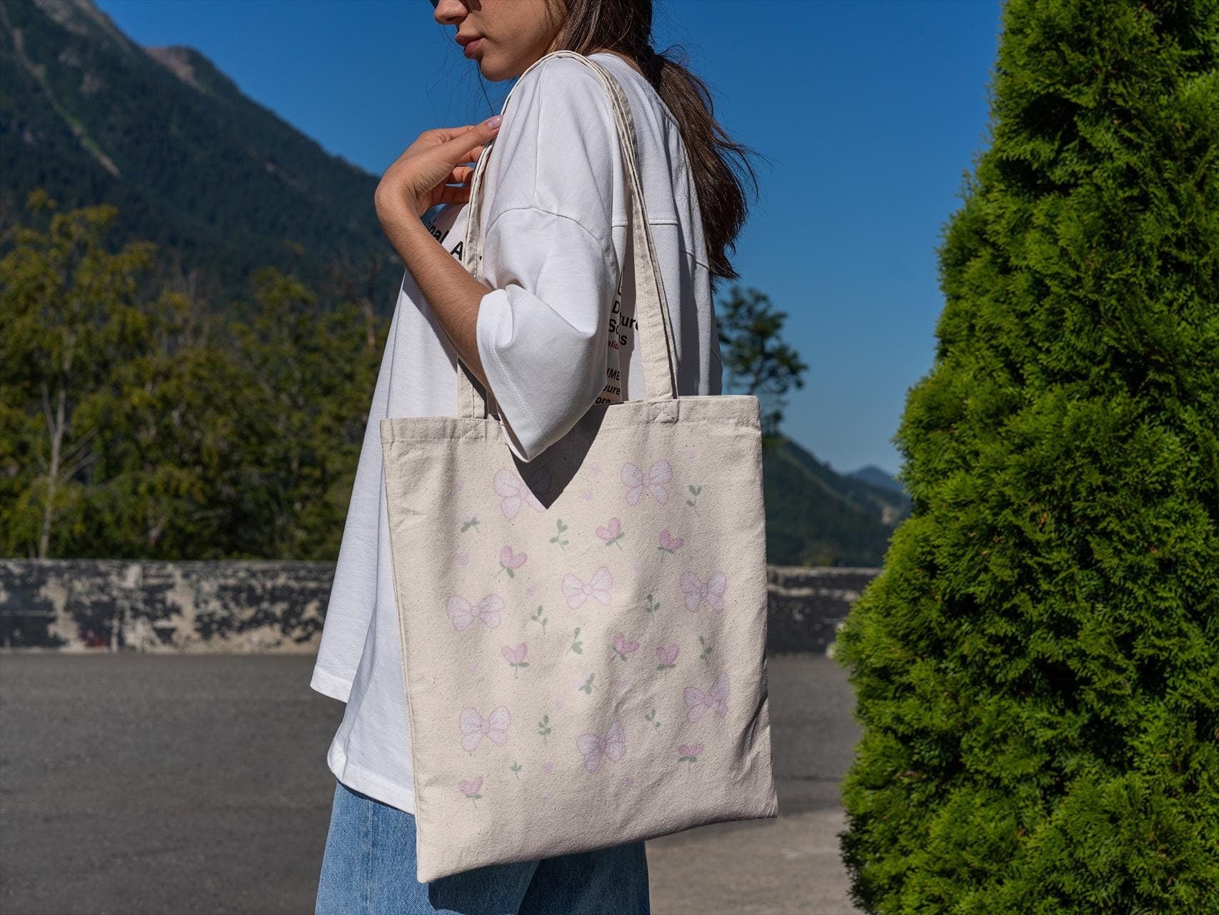 Coquette Bow and Flower Tote bag