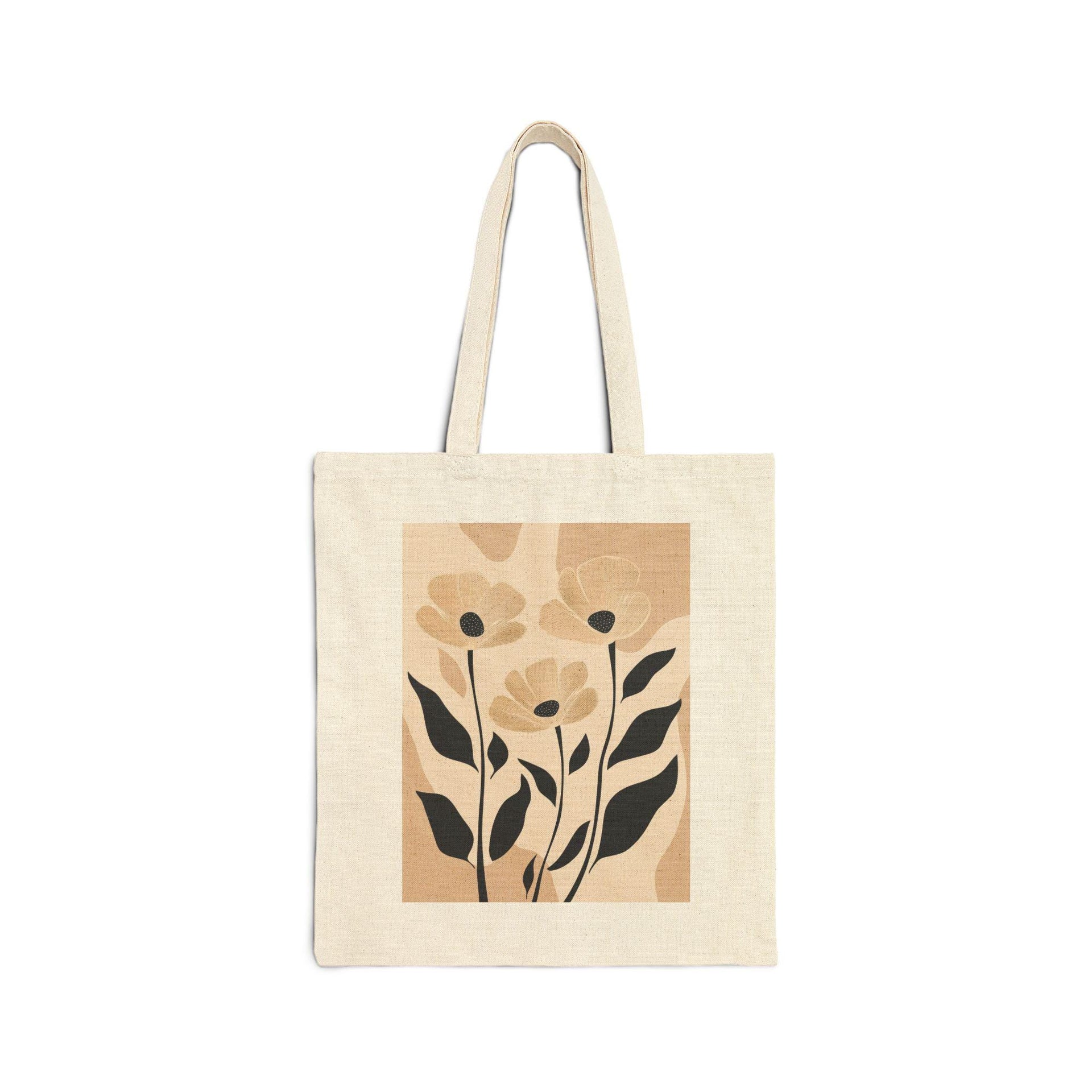 Aesthetic Beige Flower Tote