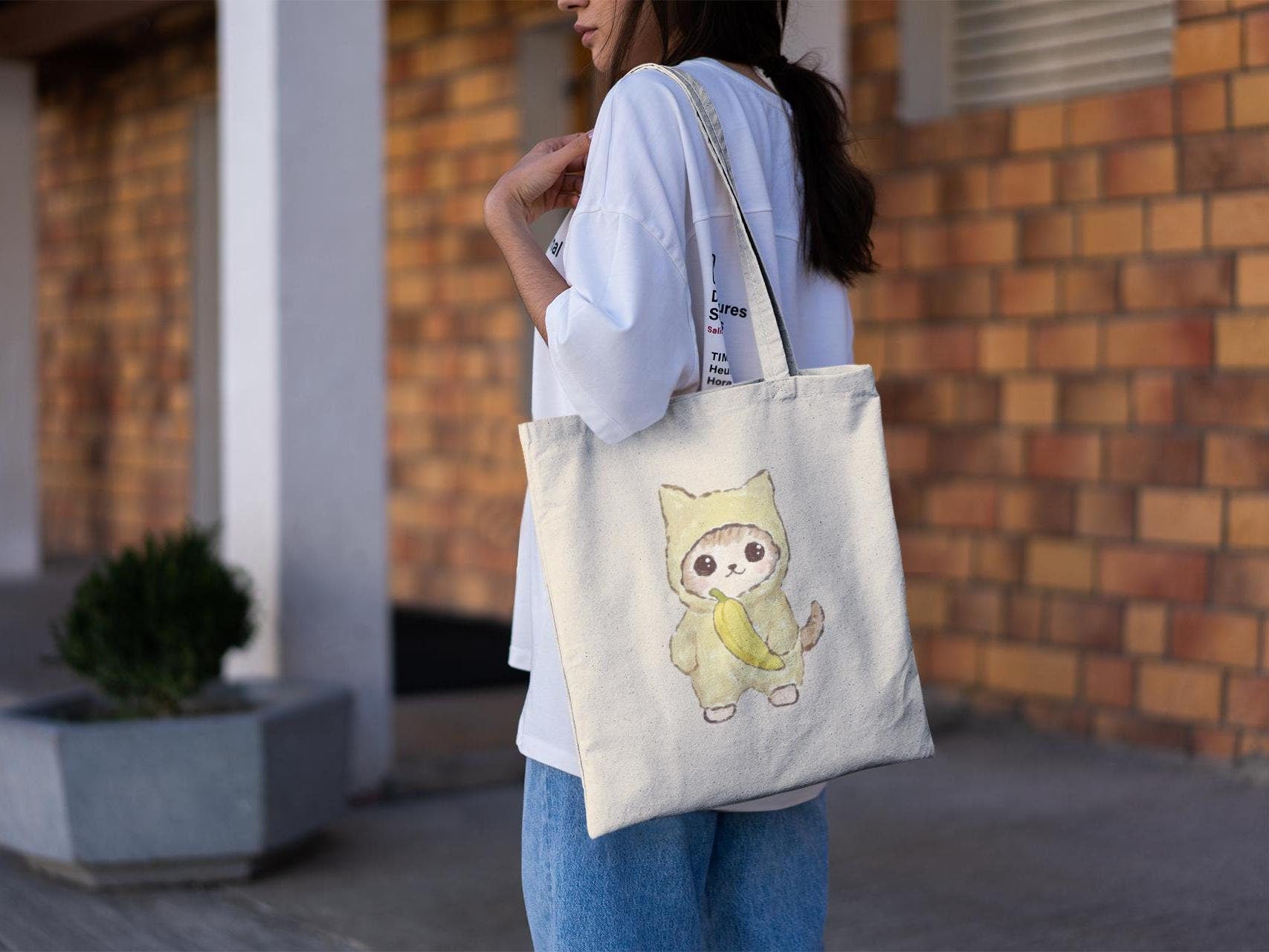 Banana Kitty Tote Bag