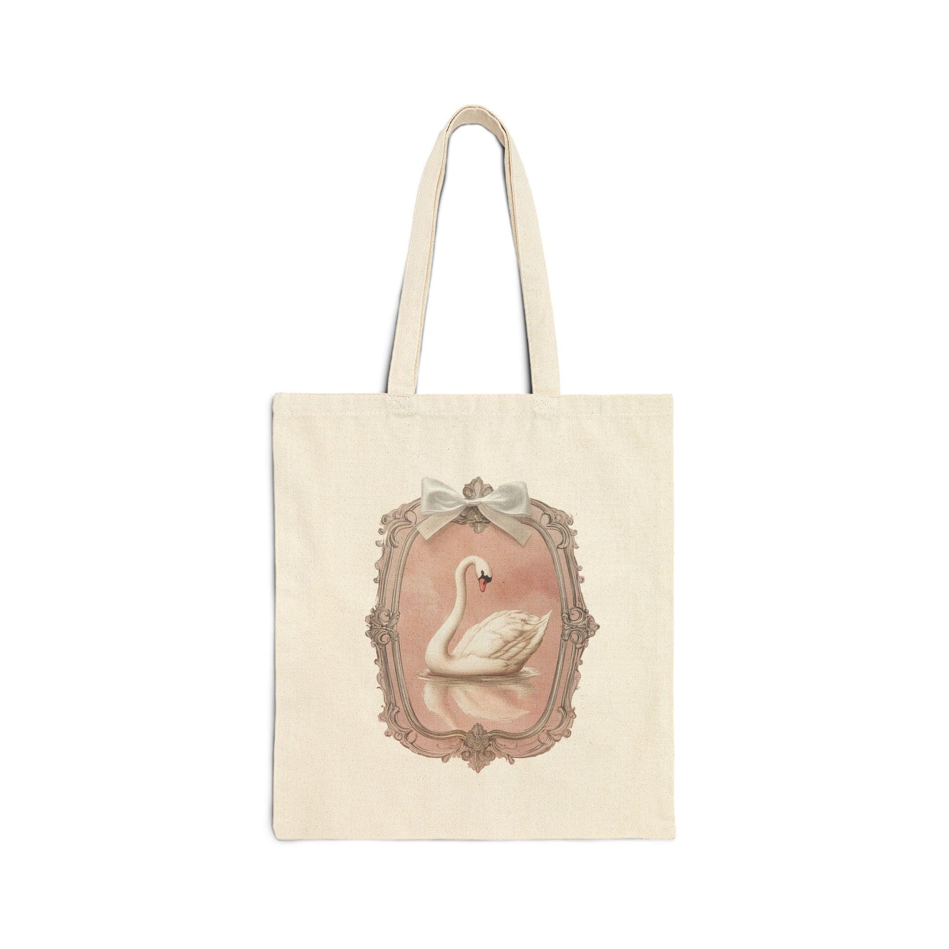 Pink Bow Swan Tote Bag