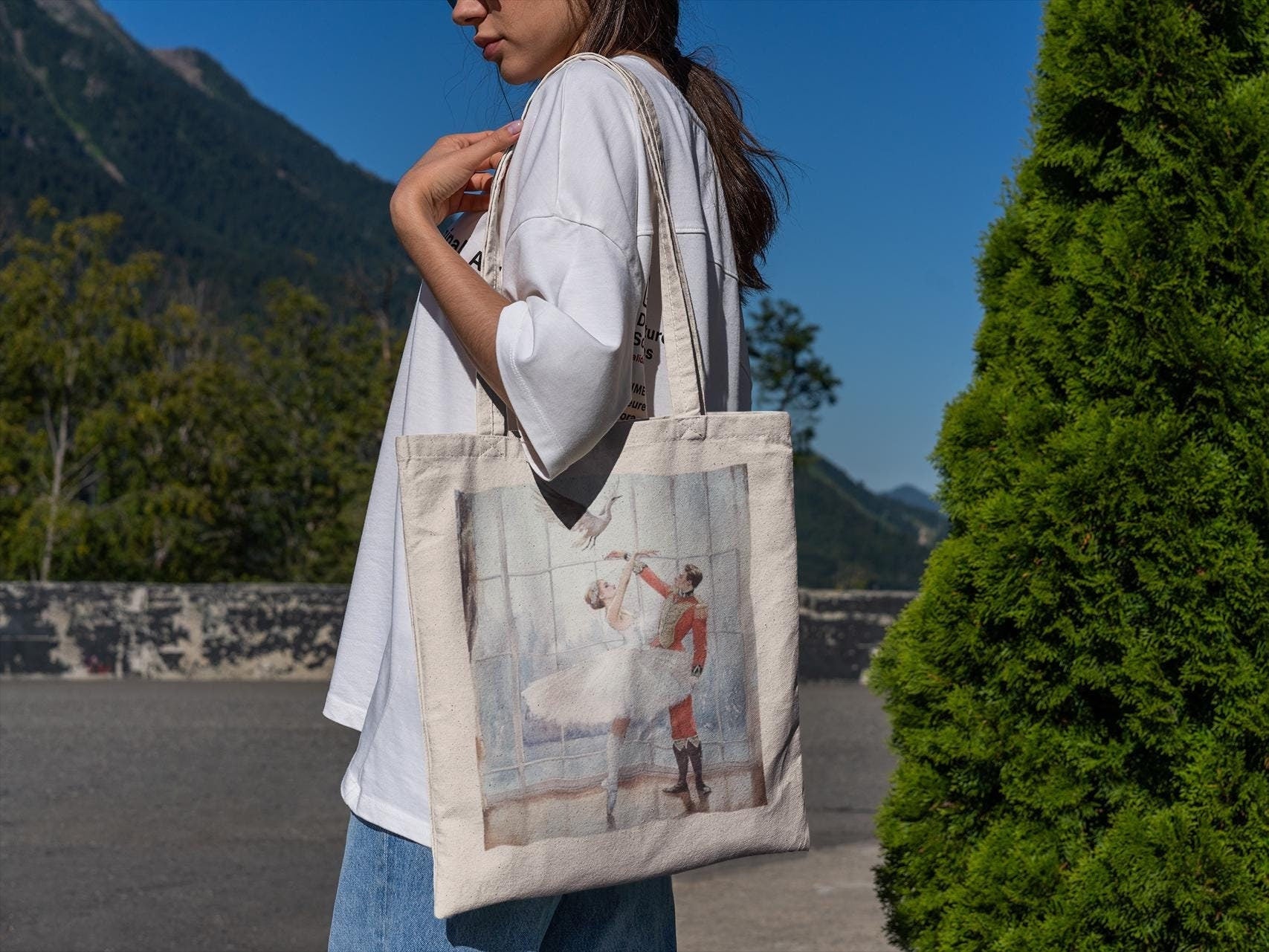 Ballerina & Male Ballet Dancer Tote Bag