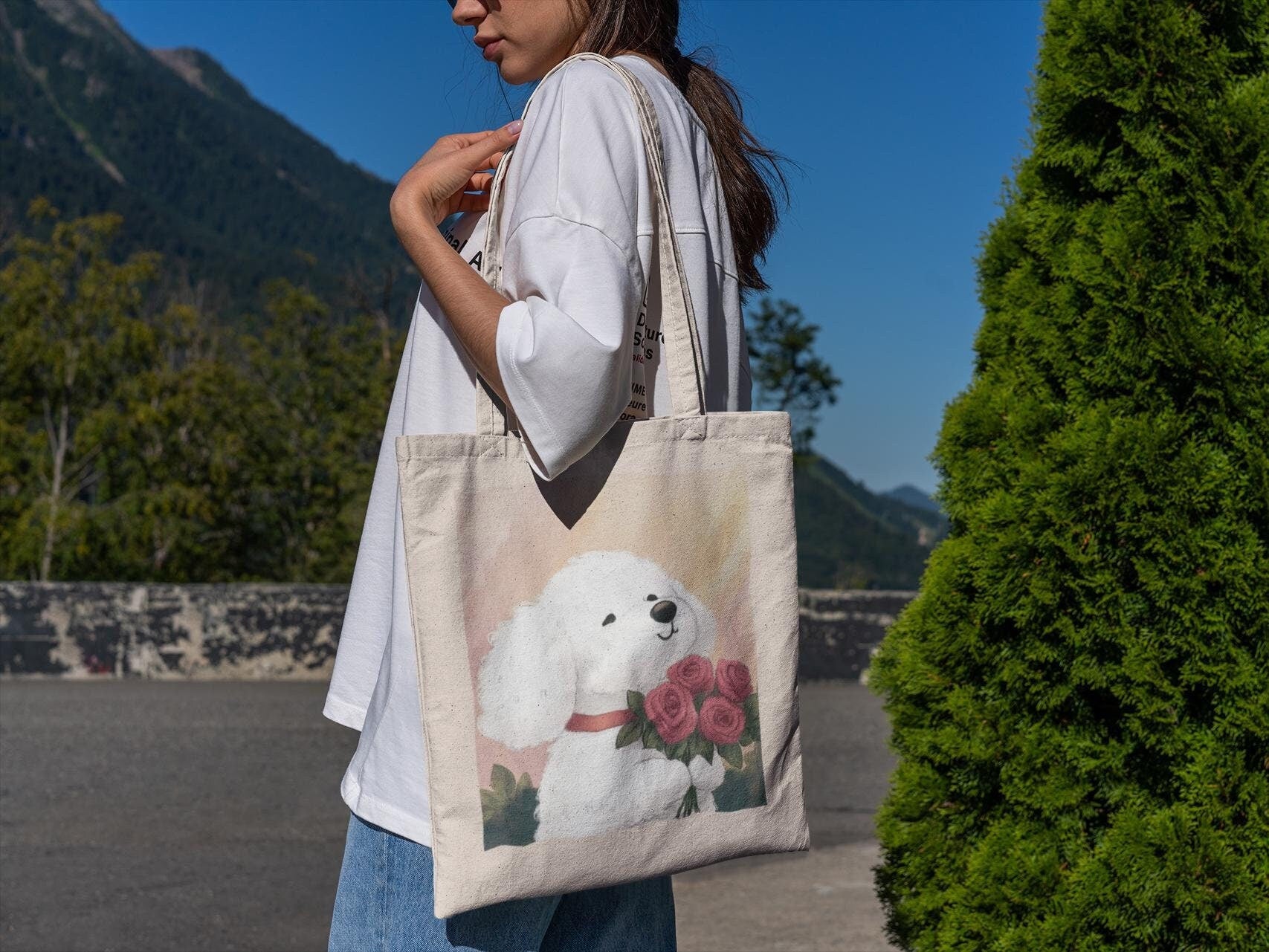 Doggy Rose Tote Bag