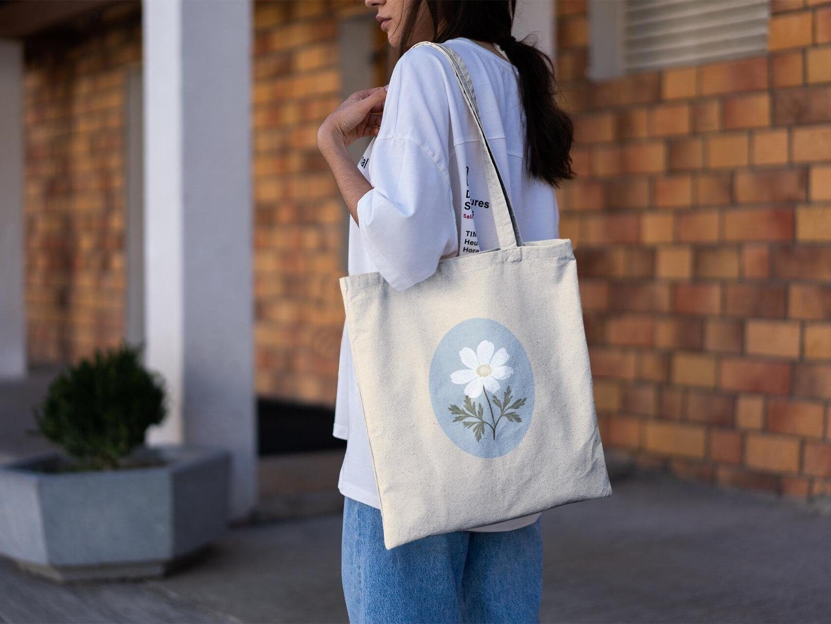 Blue Flower Tote Bag