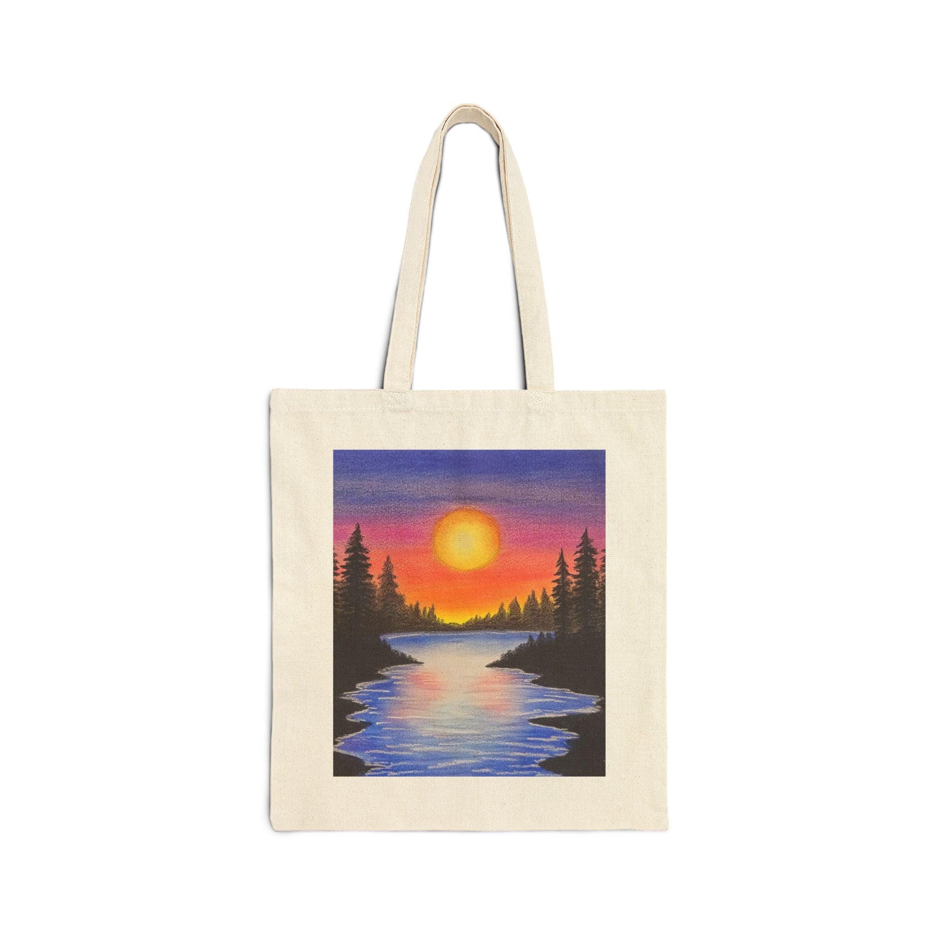 Pine Tree Frozen Lake Tote Bag