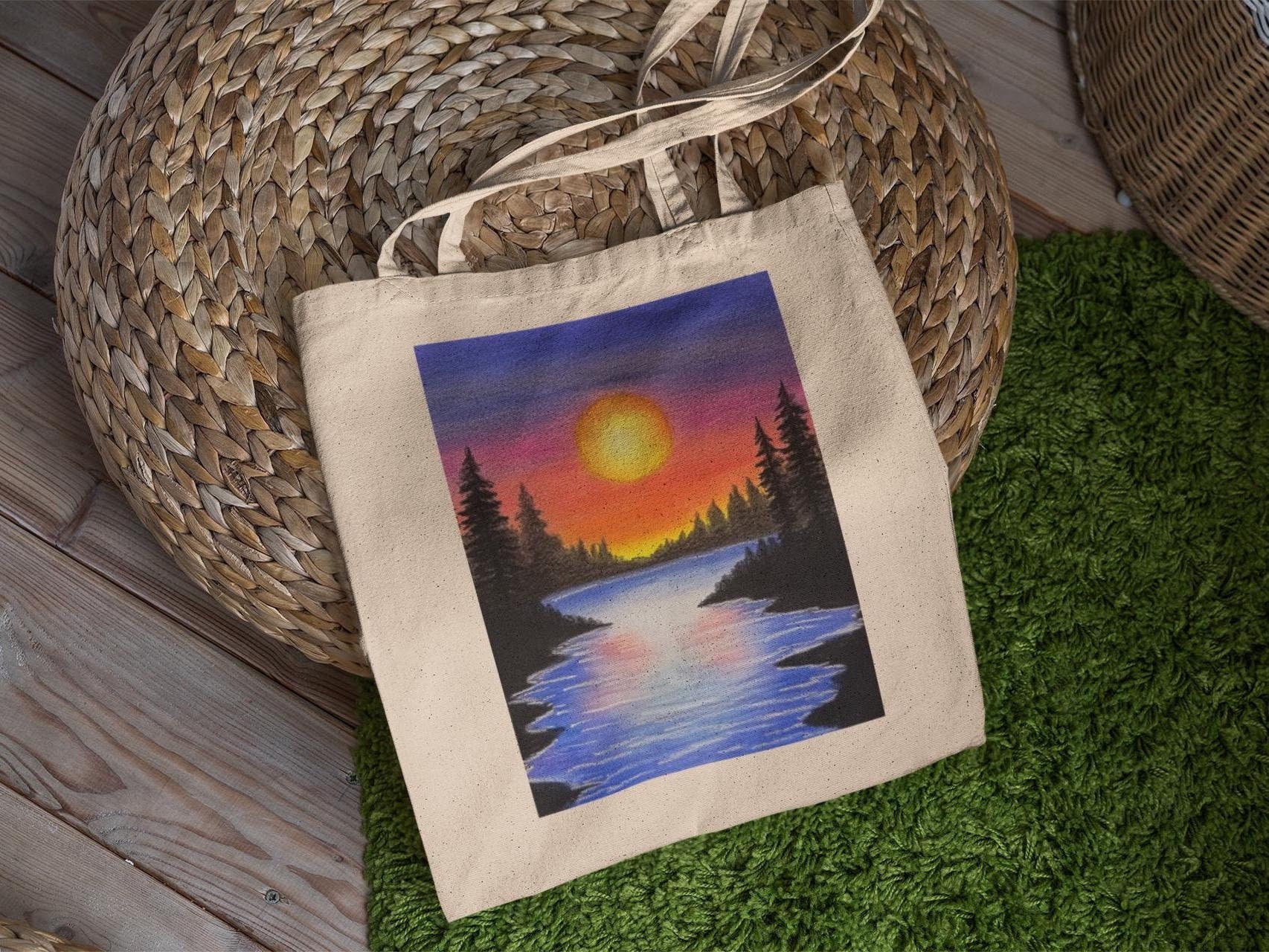 Pine Tree Frozen Lake Tote Bag