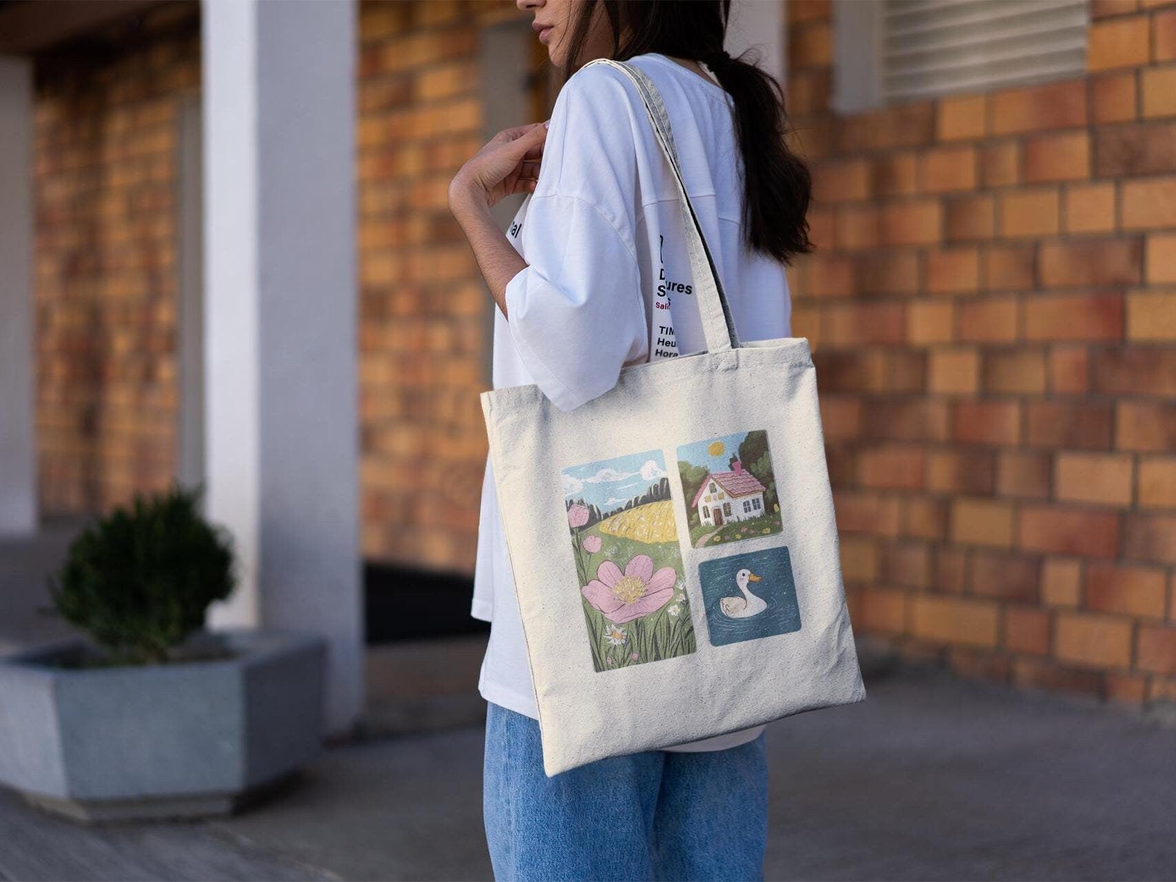 Duck Collage Tote Bag