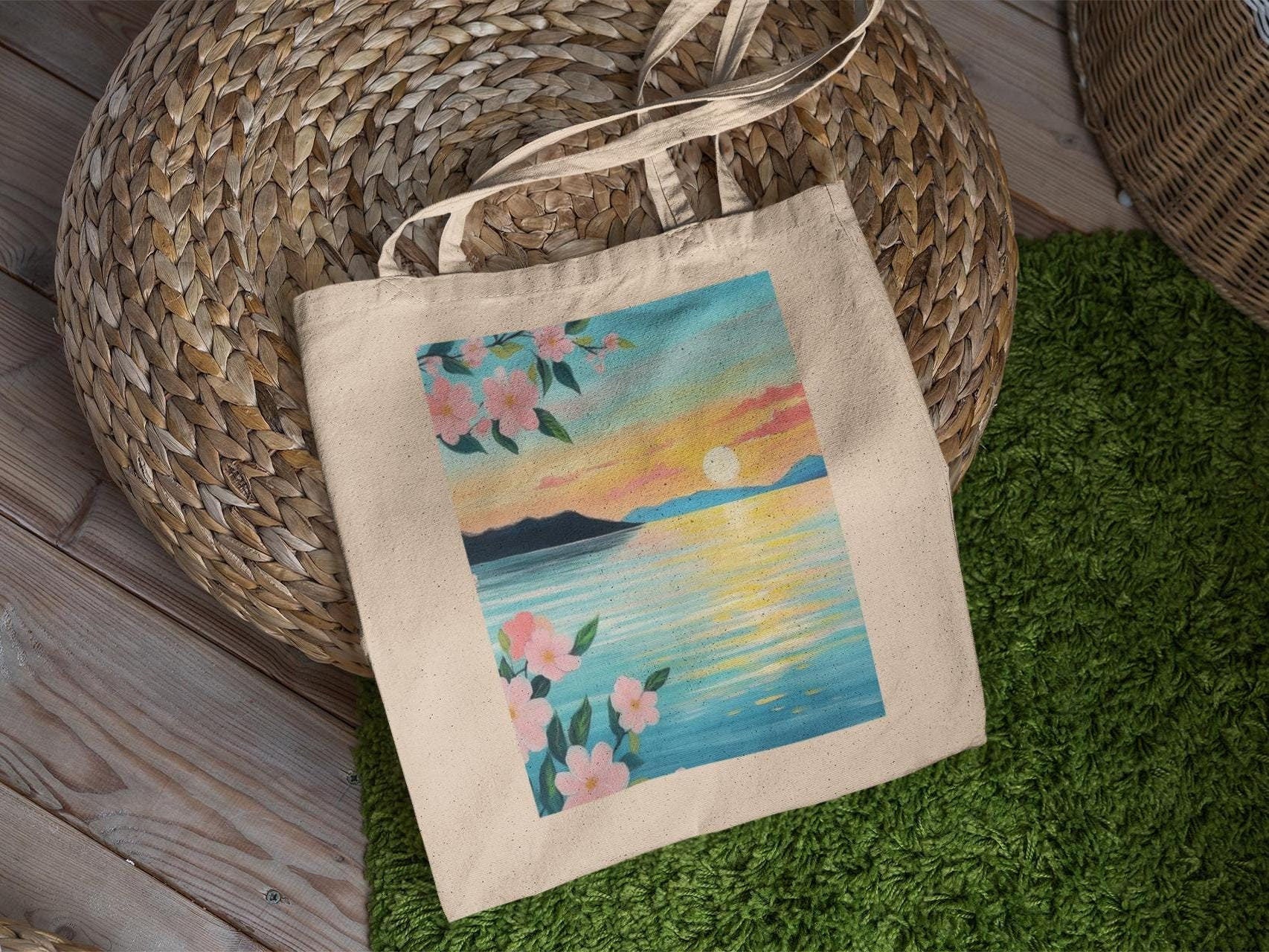Floral Ocean Tote Bag