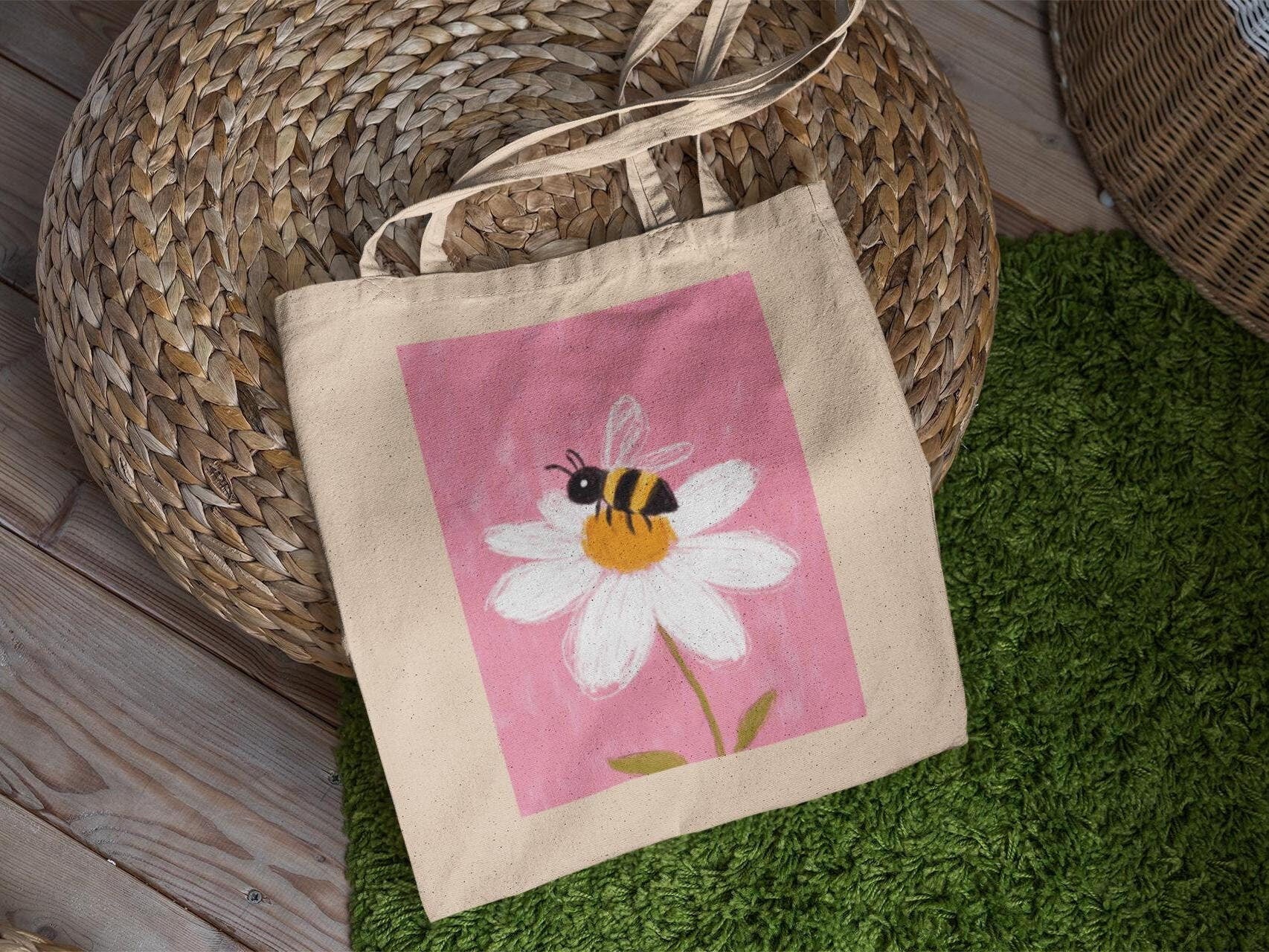 Bee Flower Pink Tote Bag