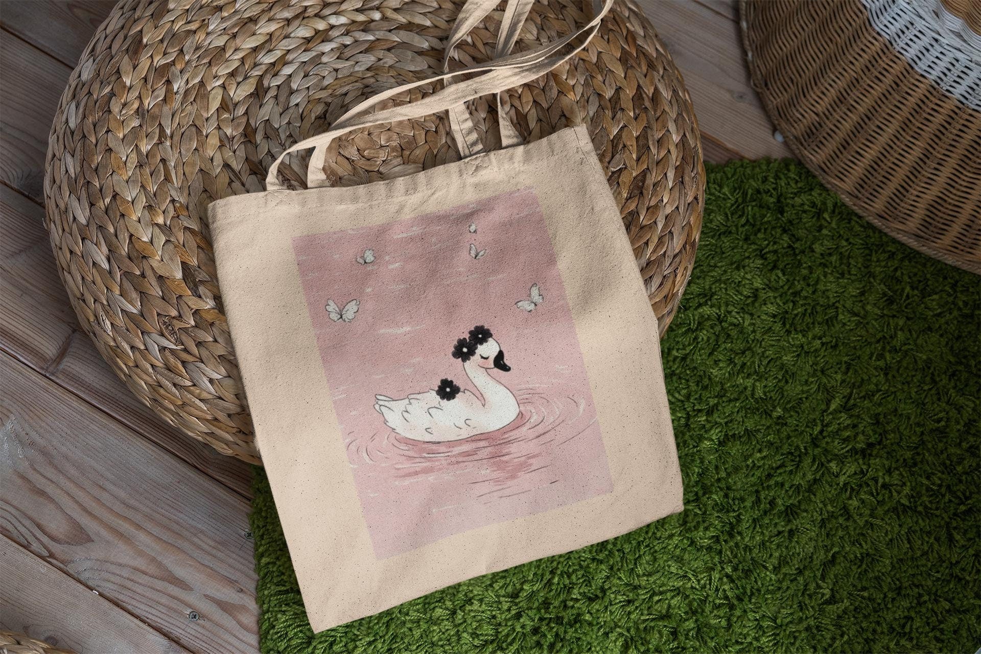 Pink Swan Aesthetic Tote Bag